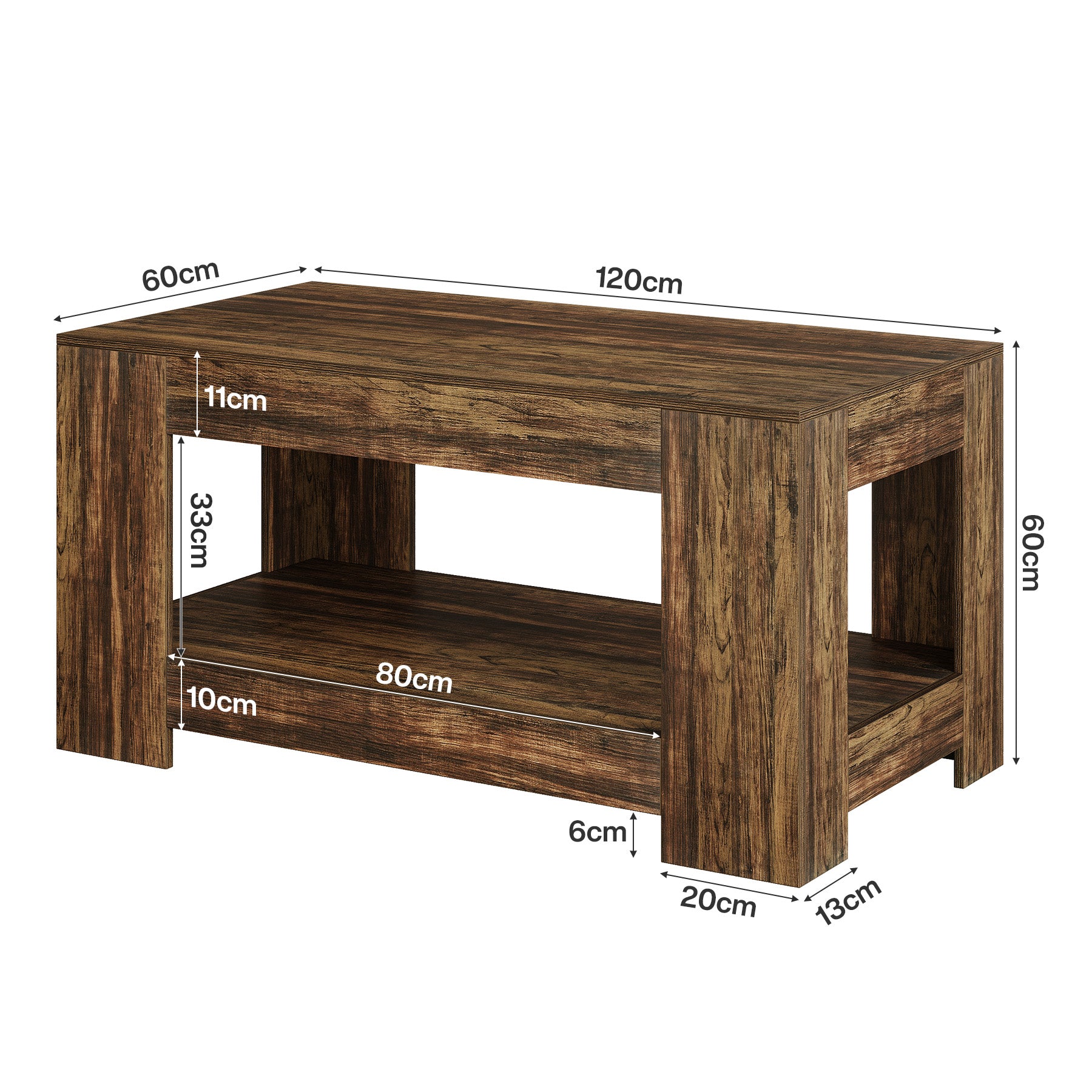 Tribesigns Mesa de centro 120 x 60 x 60 cm, Mesa de salón Mesa de centro rectangular