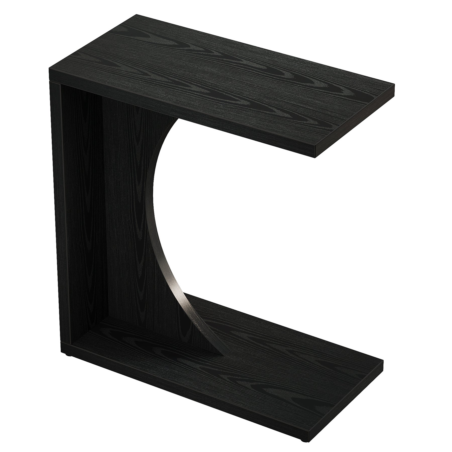 Tribesigns Mesa auxiliar en forma de C, Mesa de sofá rústica de 60×30×65 cm