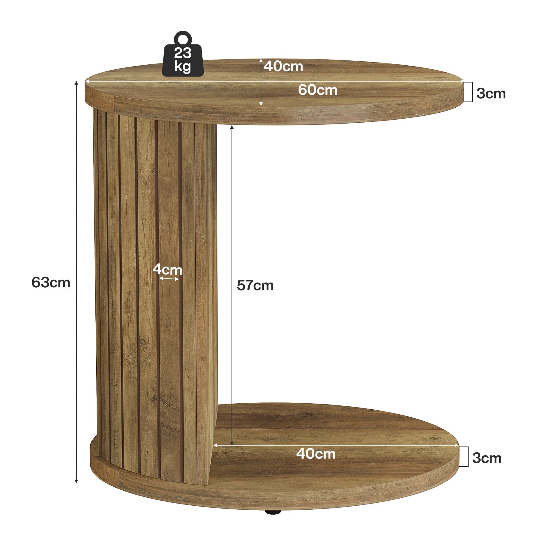 Tribesigns Mesa auxiliar ovalada de 60 cm con 2 niveles, Mesita de noche y mesa de centro que ahorra espacio