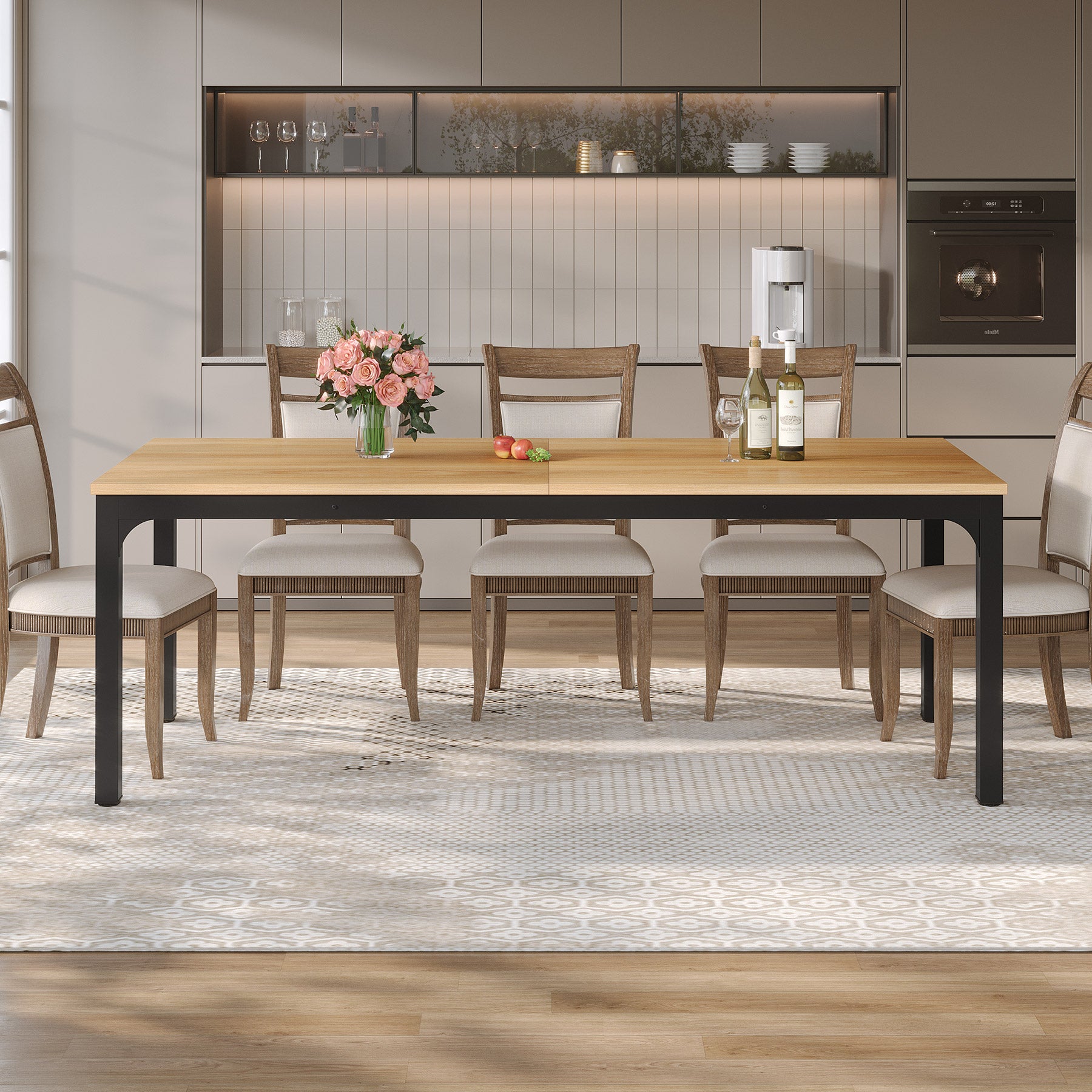Tribesigns Mesa de comedor vintage, Muebles de comedor para 6 a 8 personas