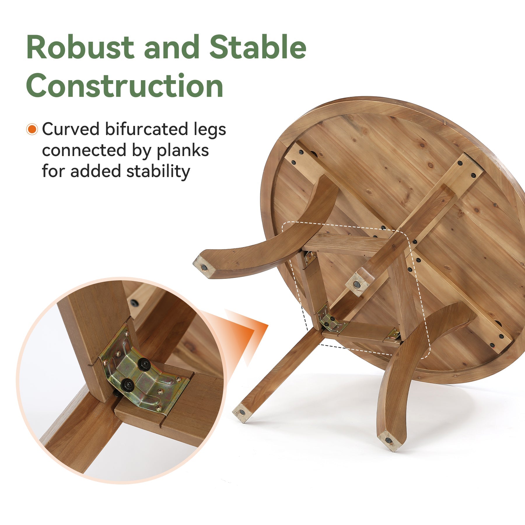 Tribesigns Mesa de comedor redonda de madera maciza de 120 cm, Estilo rústico con patas curvas