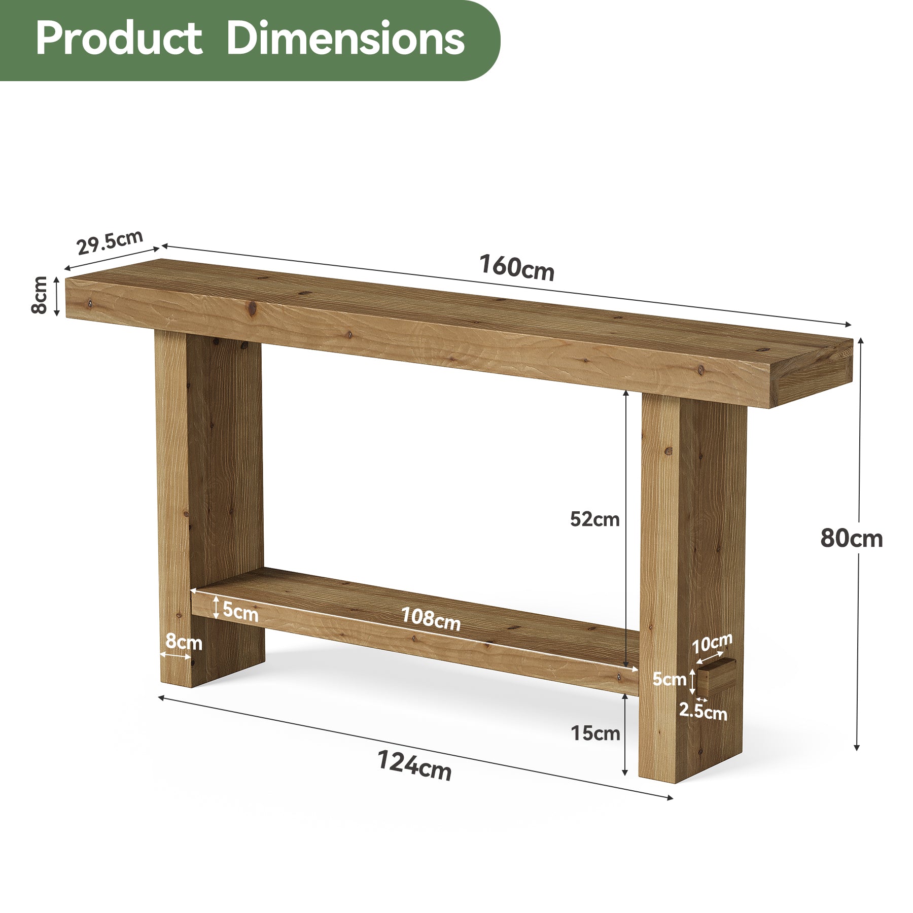 Tribesigns Mesa consola extralarga, Mesa de entrada con tablero de mesa ancho y base doble estable para salón
