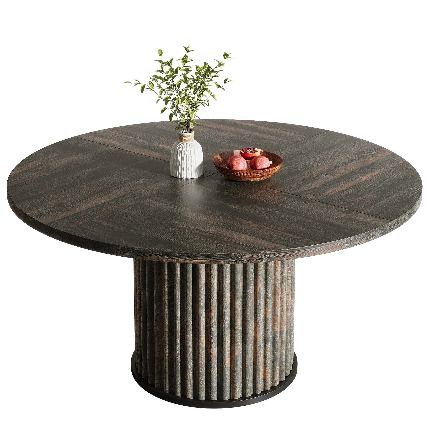 Tribesigns Mesa de comedor redonda negra de 120 cm para 4-6 personas, Mesa de cocina moderna con base de metal