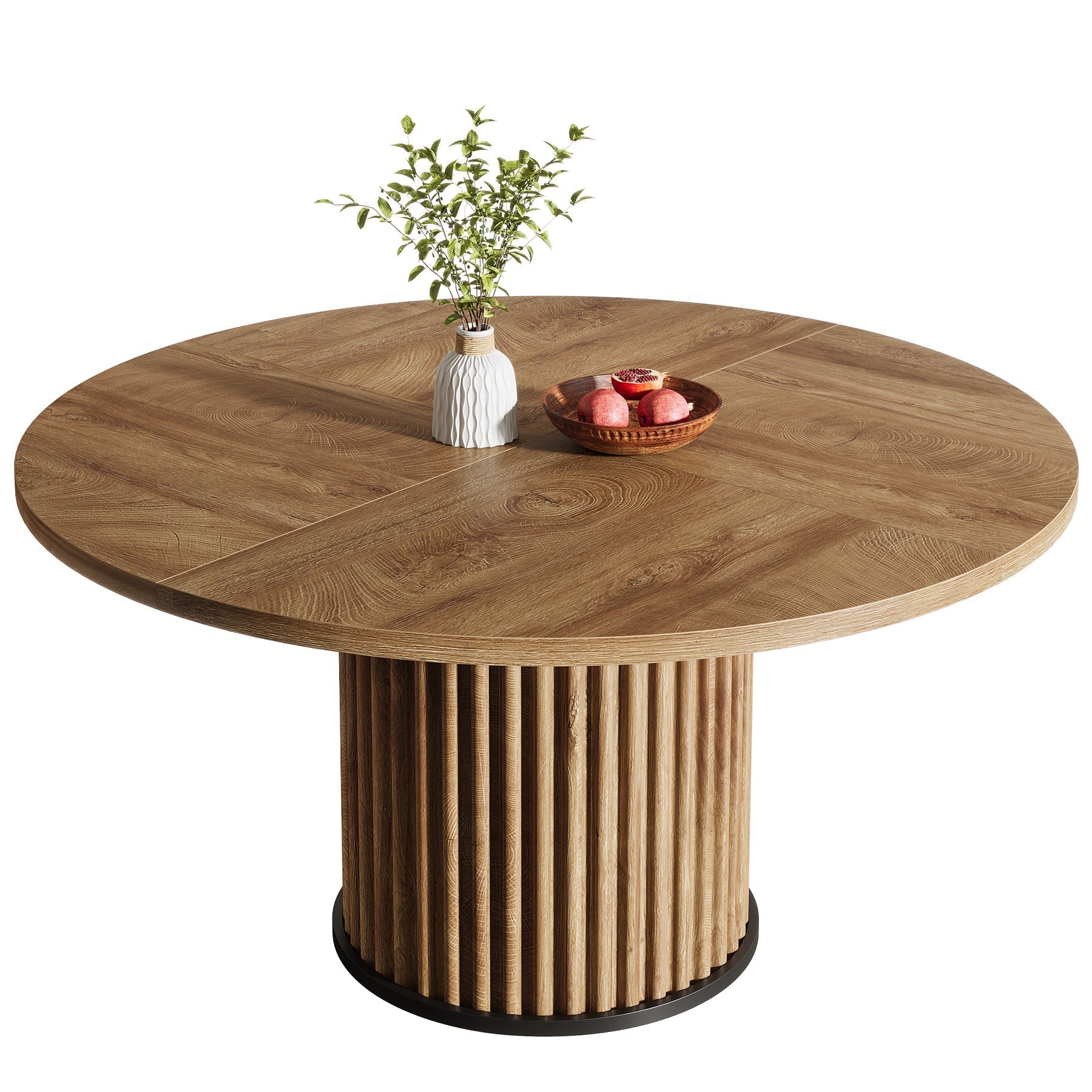 Tribesigns Mesa de comedor redonda negra de 120 cm para 4-6 personas, Mesa de cocina moderna con base de metal