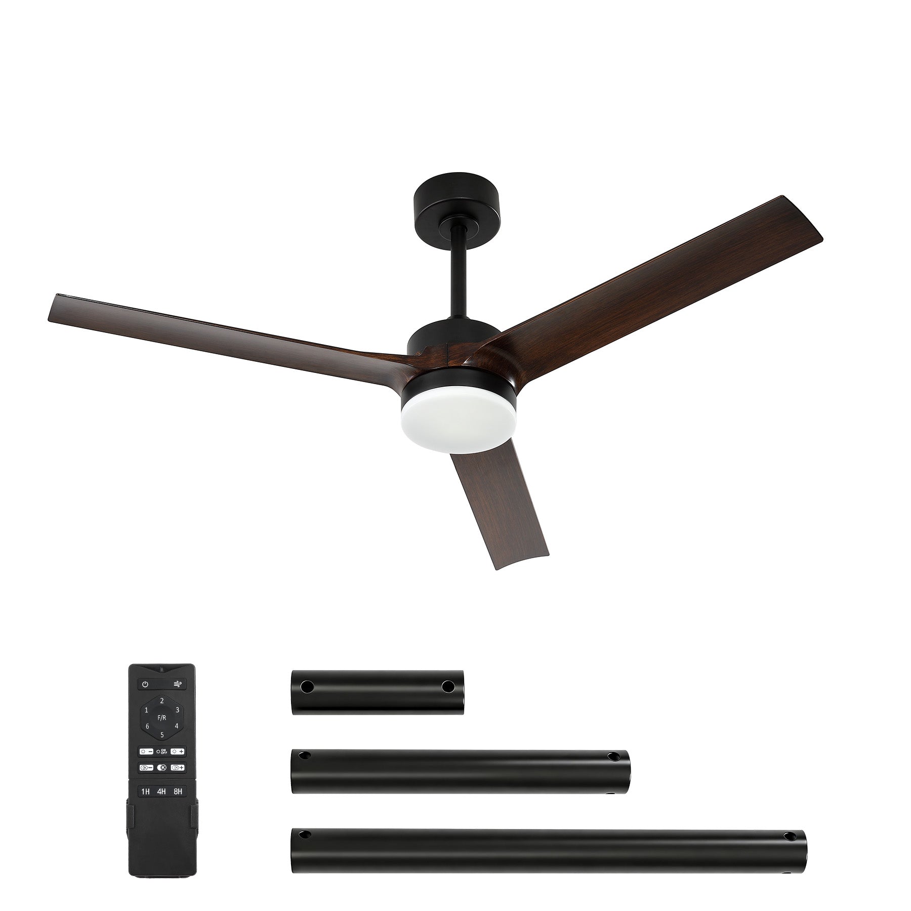 Tribesigns Ventilador de techo de 130 cm con luz y mando a distancia, Iluminación LED regulable, función reversible, motor de CC silencioso y 3 aspas