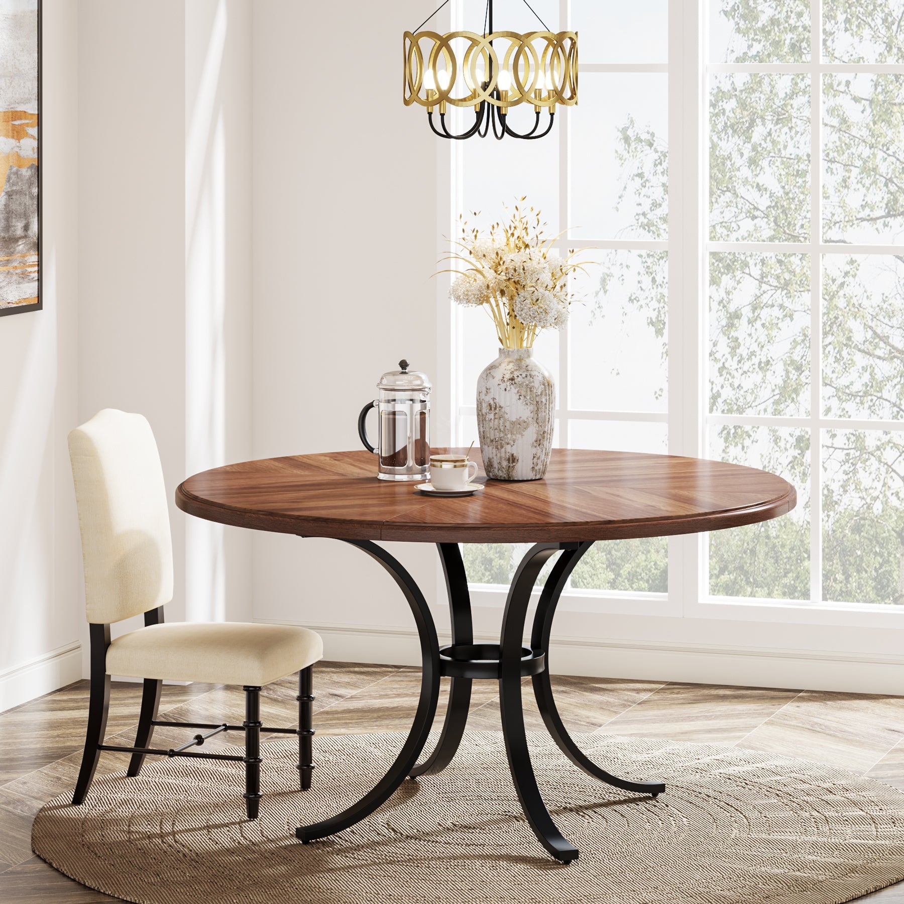 Tribesigns Mesa de Comedor, Mesa de Cocina Redonda Moderna de 120 cm para 4-6 Personas