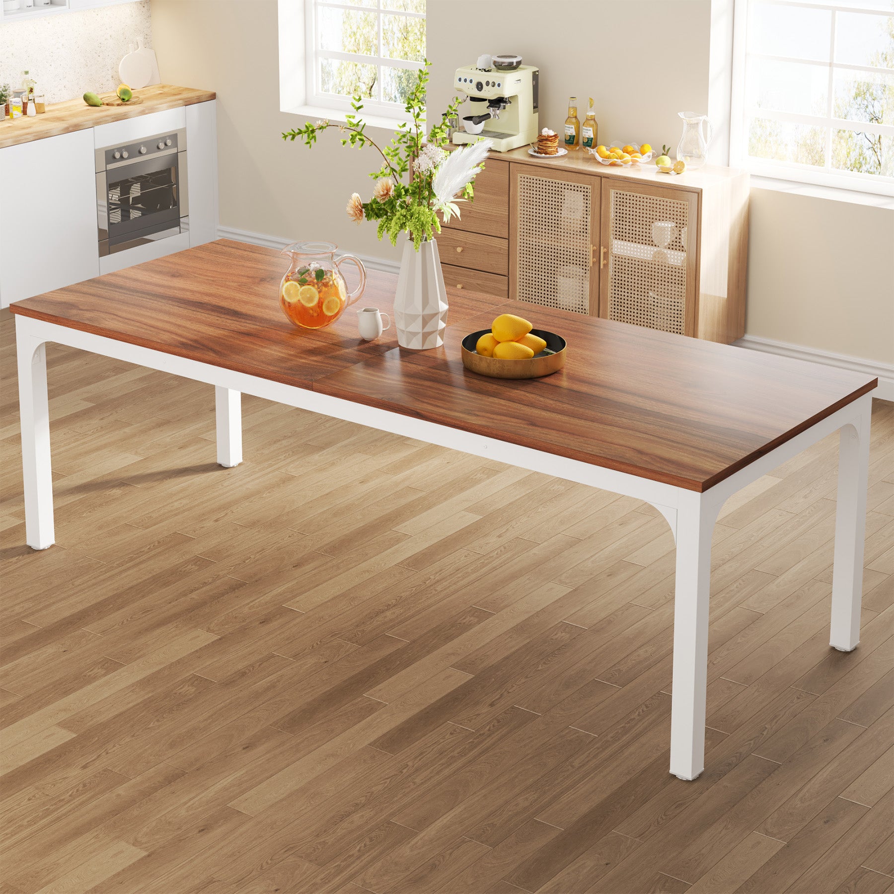 Tribesigns Mesa de comedor vintage, Muebles de comedor para 6 a 8 personas