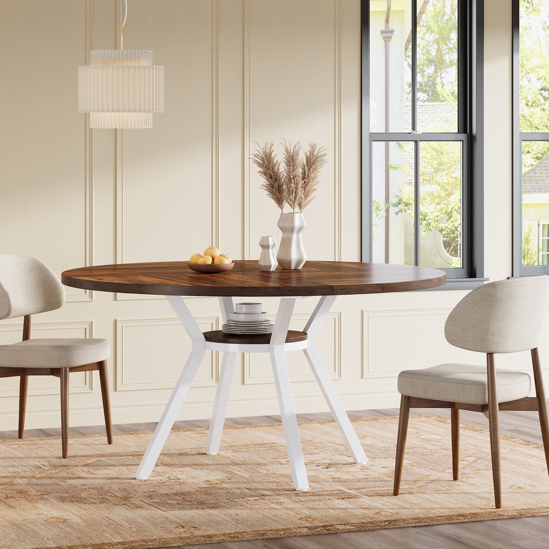 Tribesigns Mesa de comedor redonda, Mesa de comedor de cocina moderna de 120 cm para 4 personas