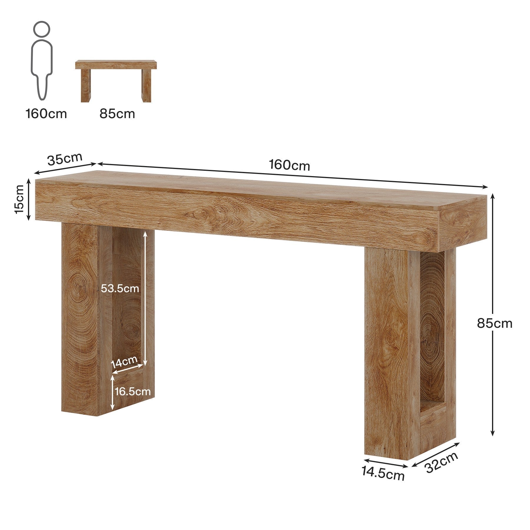 Tribesigns Mesa consola de 160 cm, Mesa de sofá de madera de estilo rústico Mesa de entrada