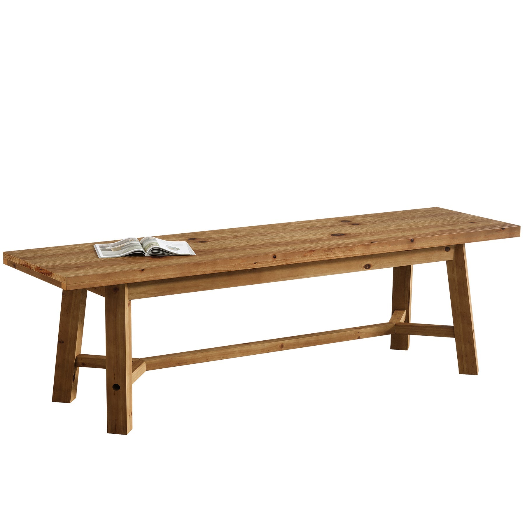 Banco de comedor rústico de madera maciza de 140 cm, Banco de cocina largo
