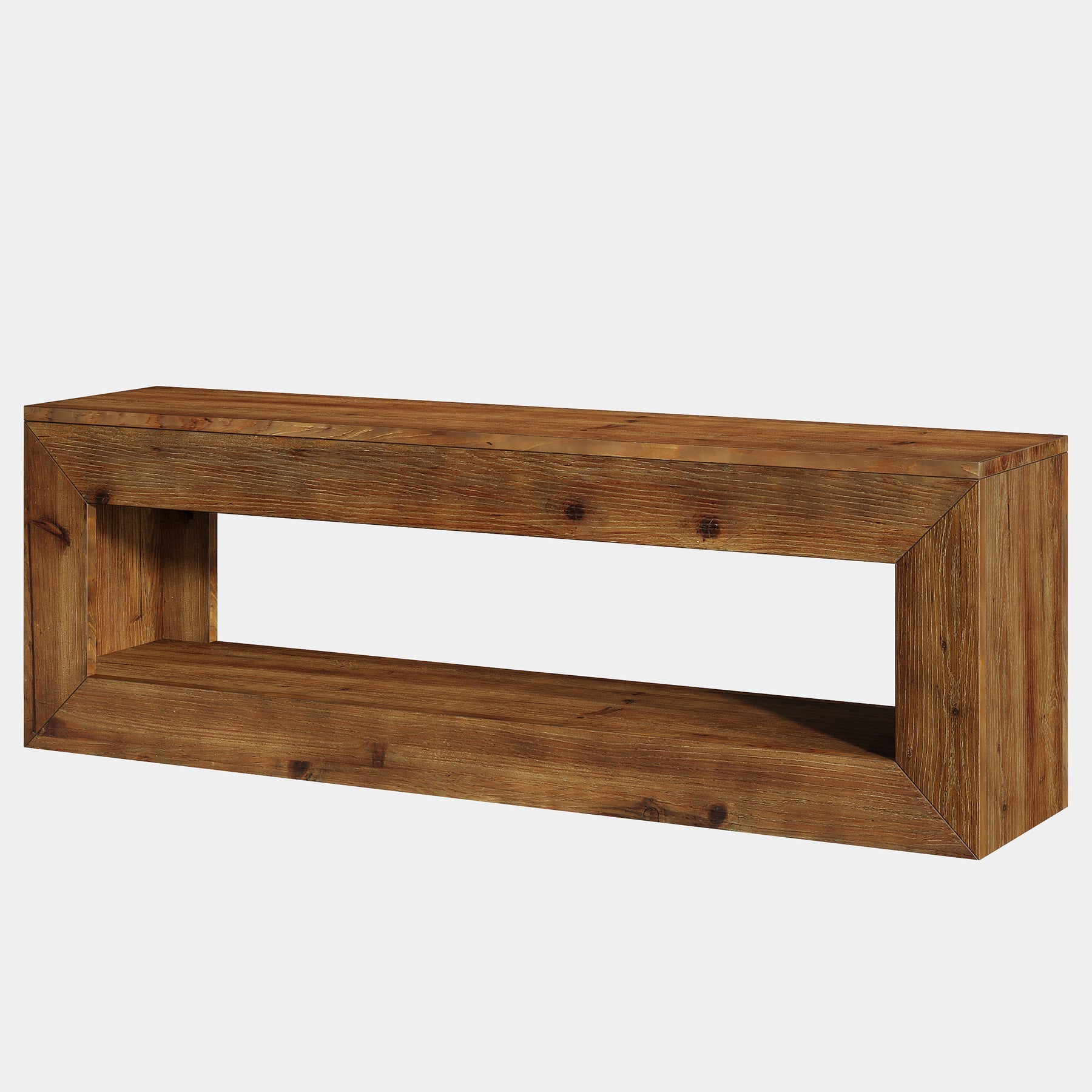 Banco de recibidor de madera maciza de 120 cm con estante de almacenamiento, Banco rústico para entrada y pasillo