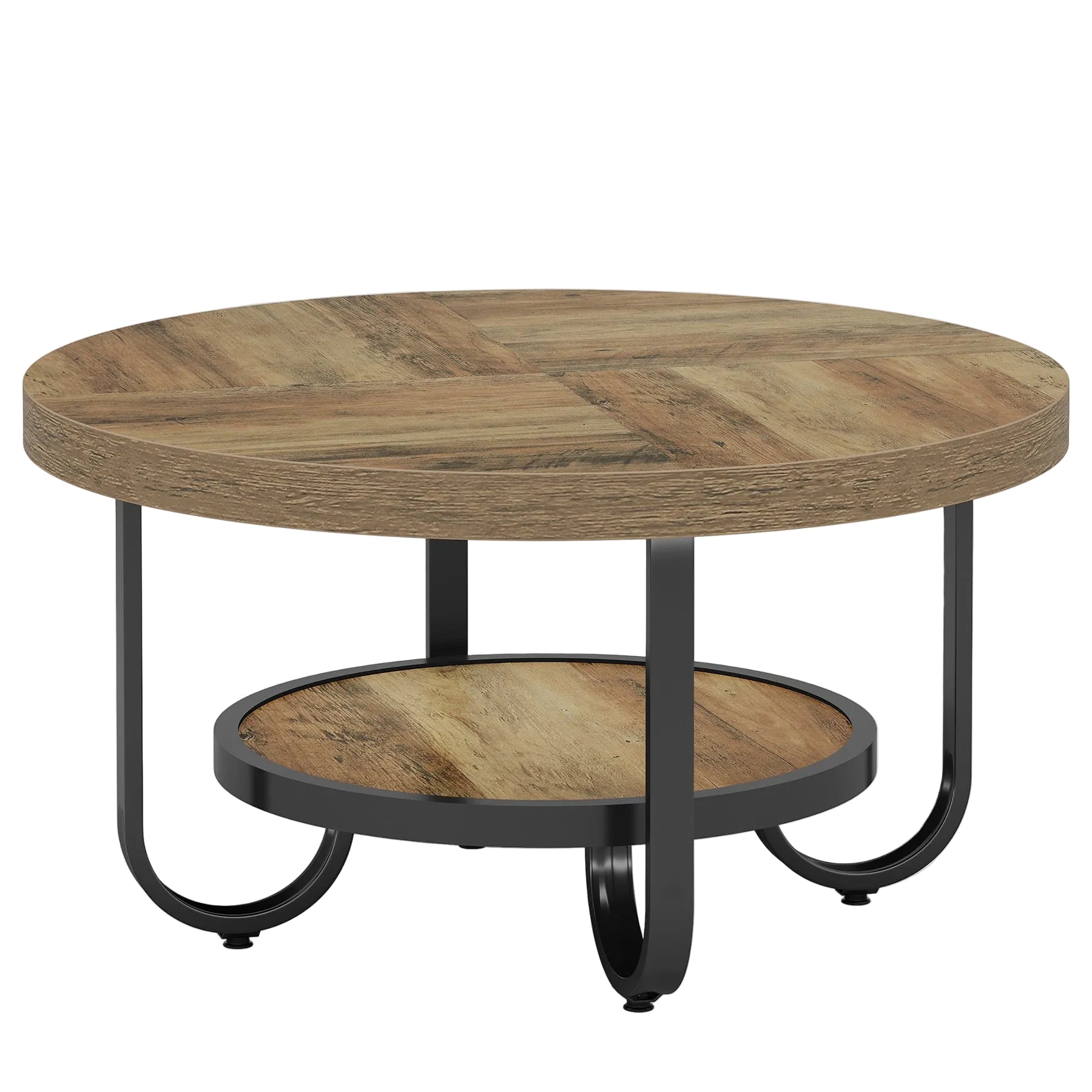 Tribesigns Mesa de centro de dos niveles 79 cm con estante de almacenamiento