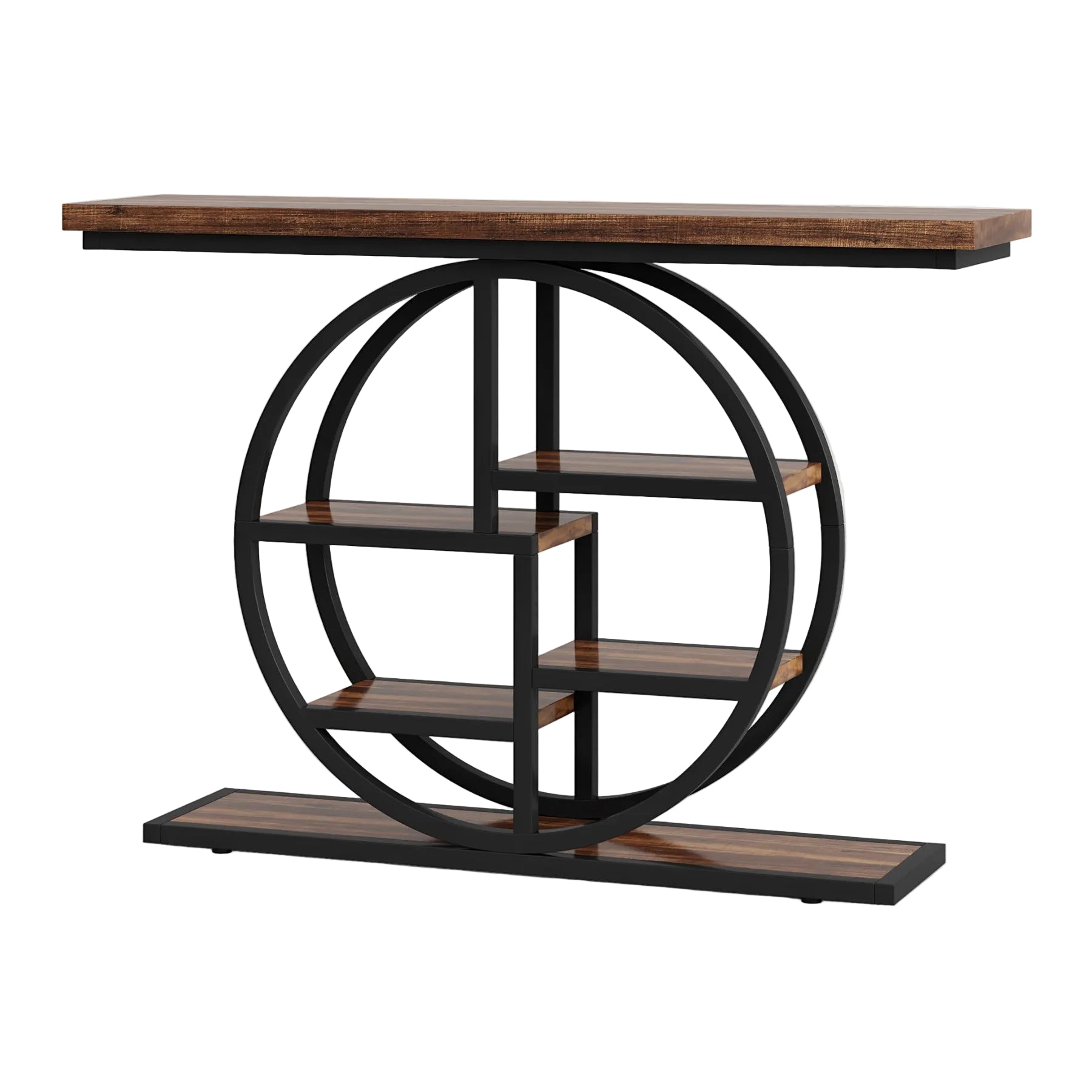 Tribesigns Mesa consola, Mesa de sofá estrecha de 6 niveles con estantes circulares