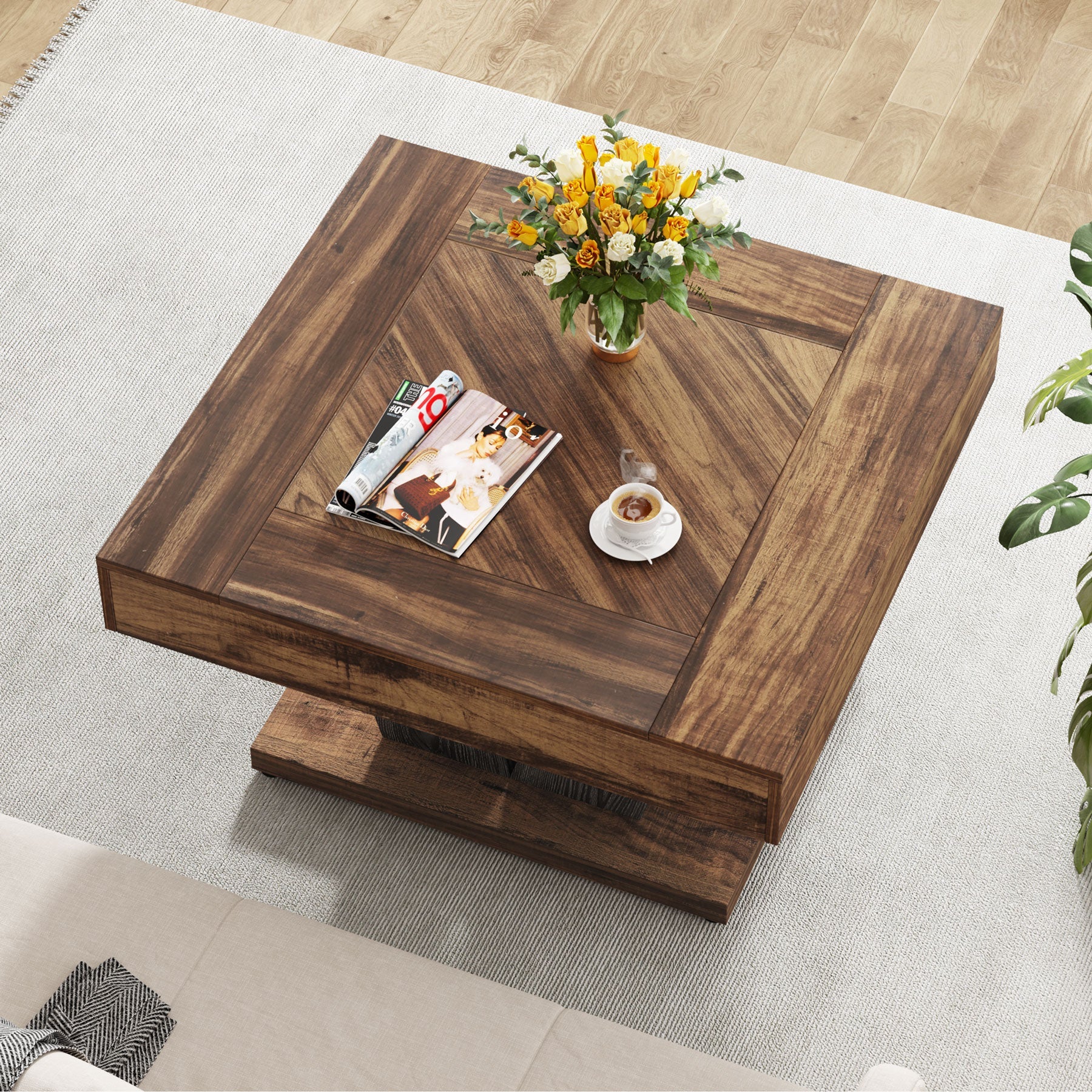 Tribesigns Mesa de centro cuadrada, Mesa de cóctel moderna de 80 cm Mesa auxiliar
