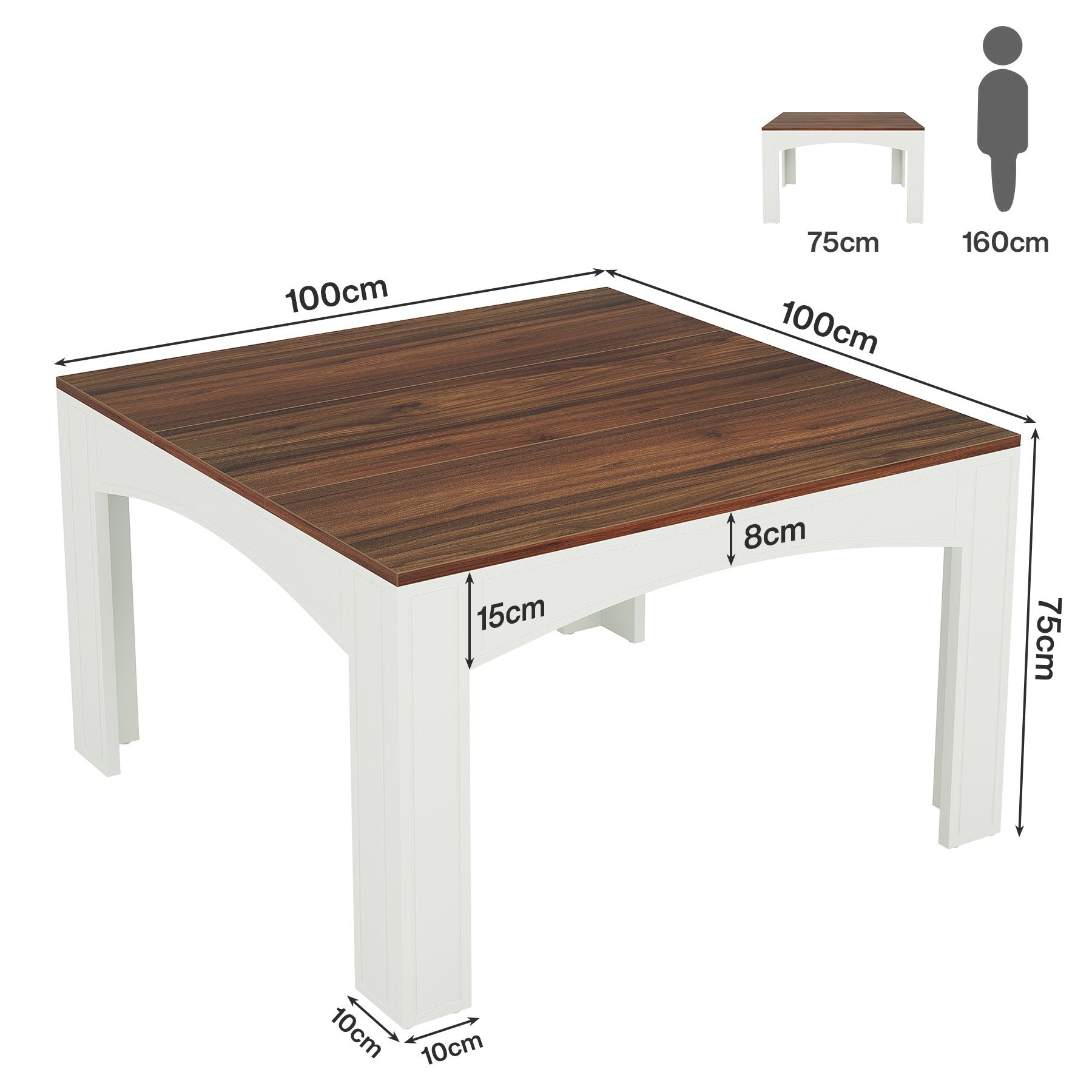Tribesigns Mesa de comedor de 100 cm, Mesa de comedor de madera para 4 personas en estilo rústico