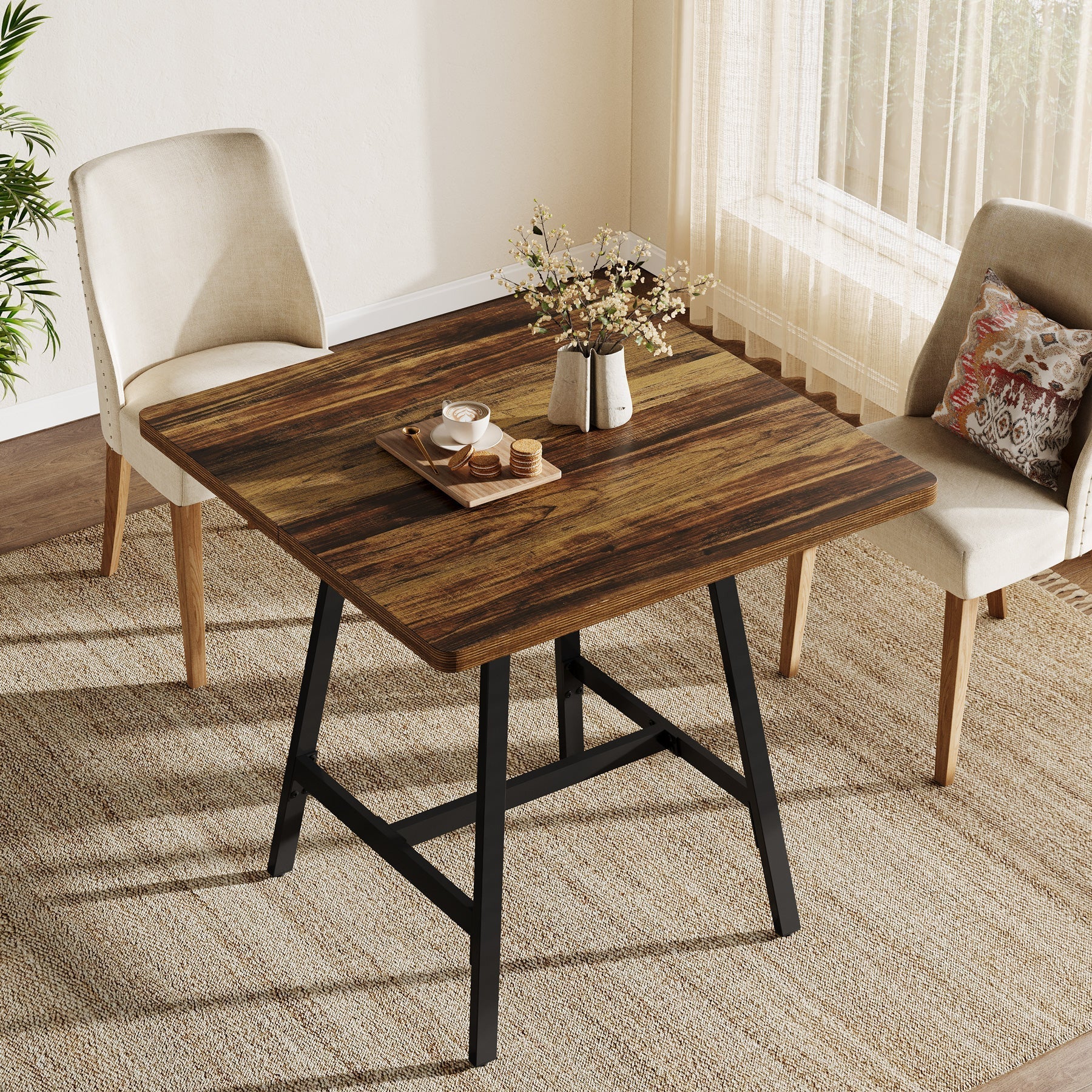 Tribesigns Mesa de comedor cuadrada de 79 cm para 2-4 personas, Mesa de cocina para espacios pequeños