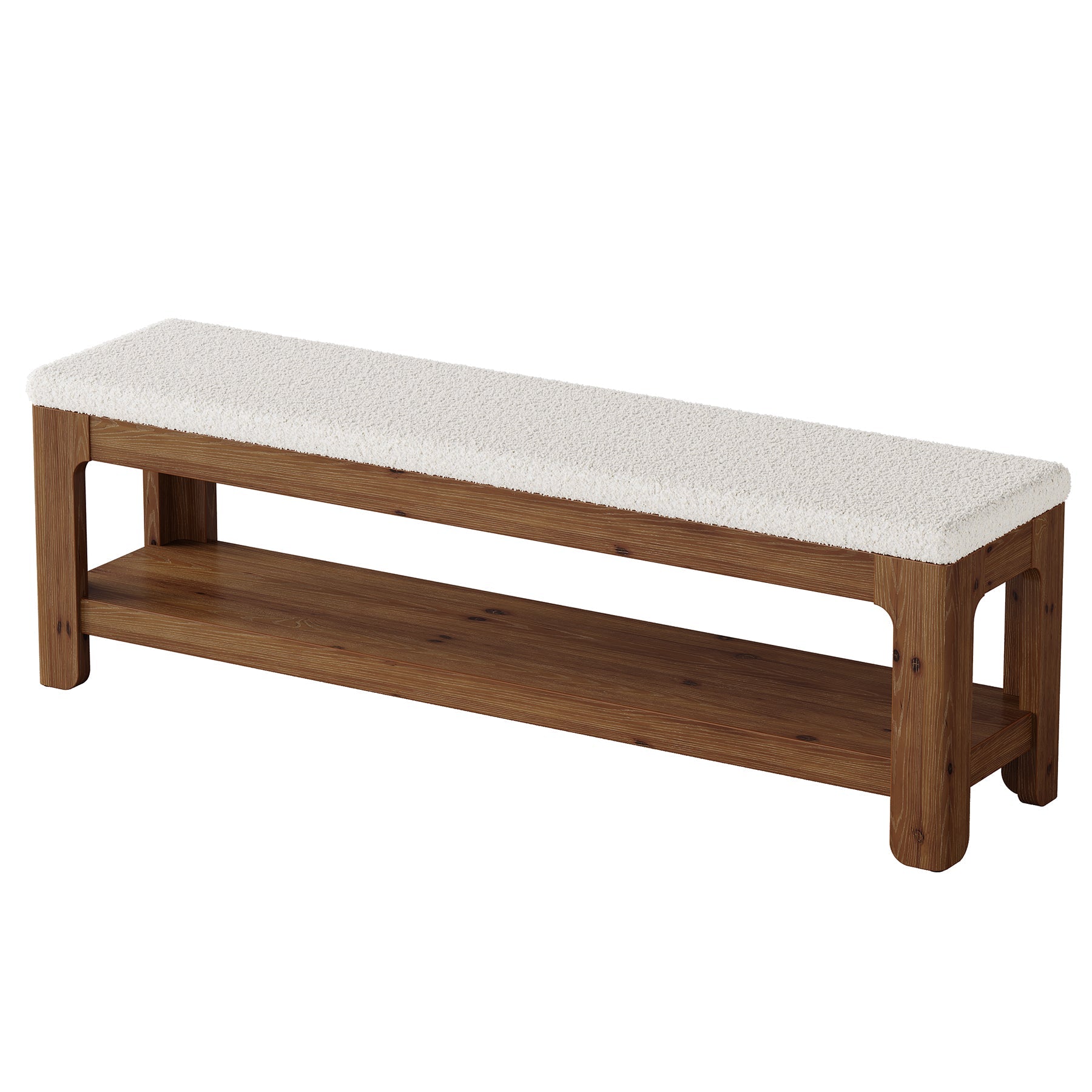 Tribesigns Banco tapizado de 140 cm, fabricado en madera maciza, ideal para recibidor, con estante de almacenamiento y asiento de felpa