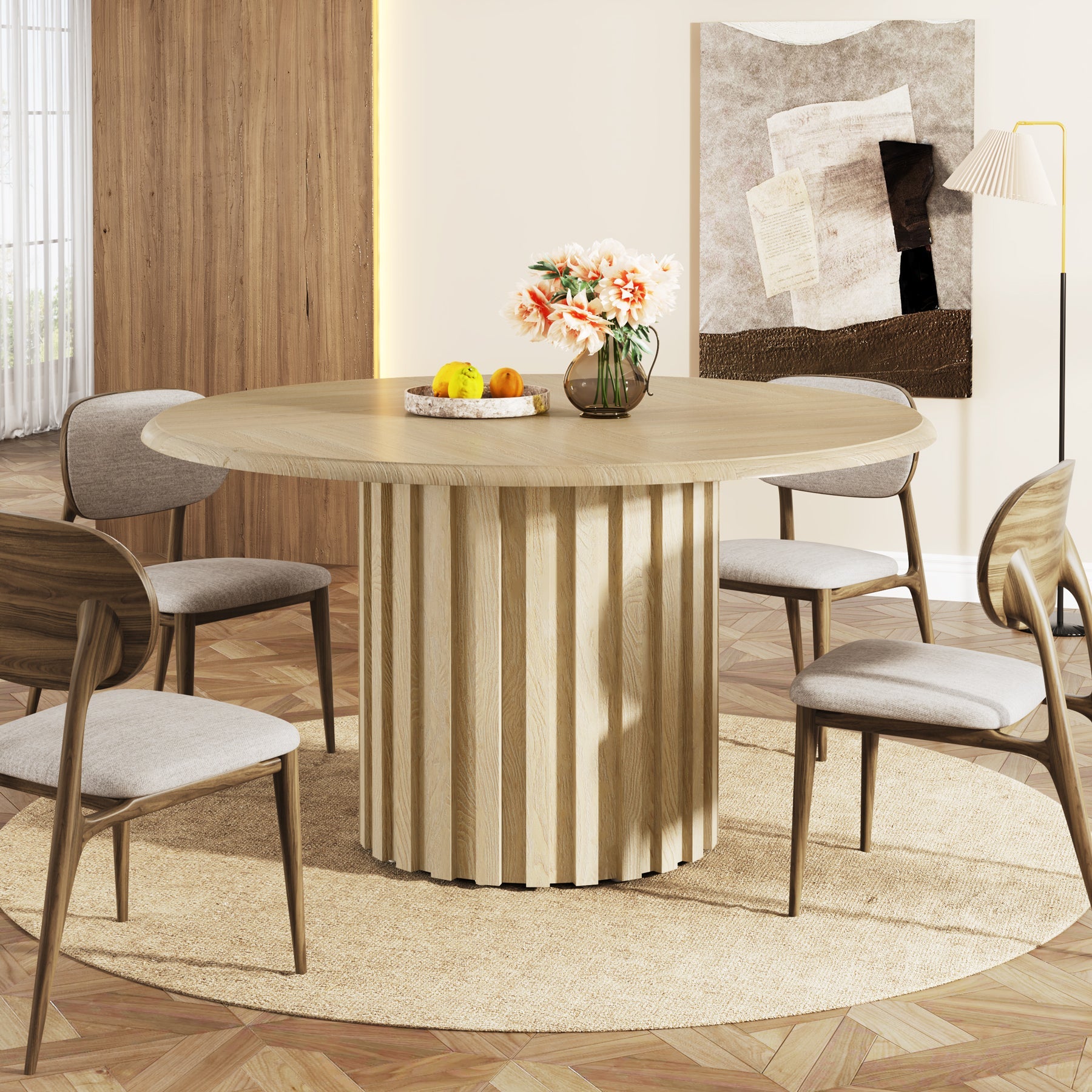 Tribesigns Mesa de comedor redonda de 120 cm, Moderna mesa de cocina redonda para 4 personas