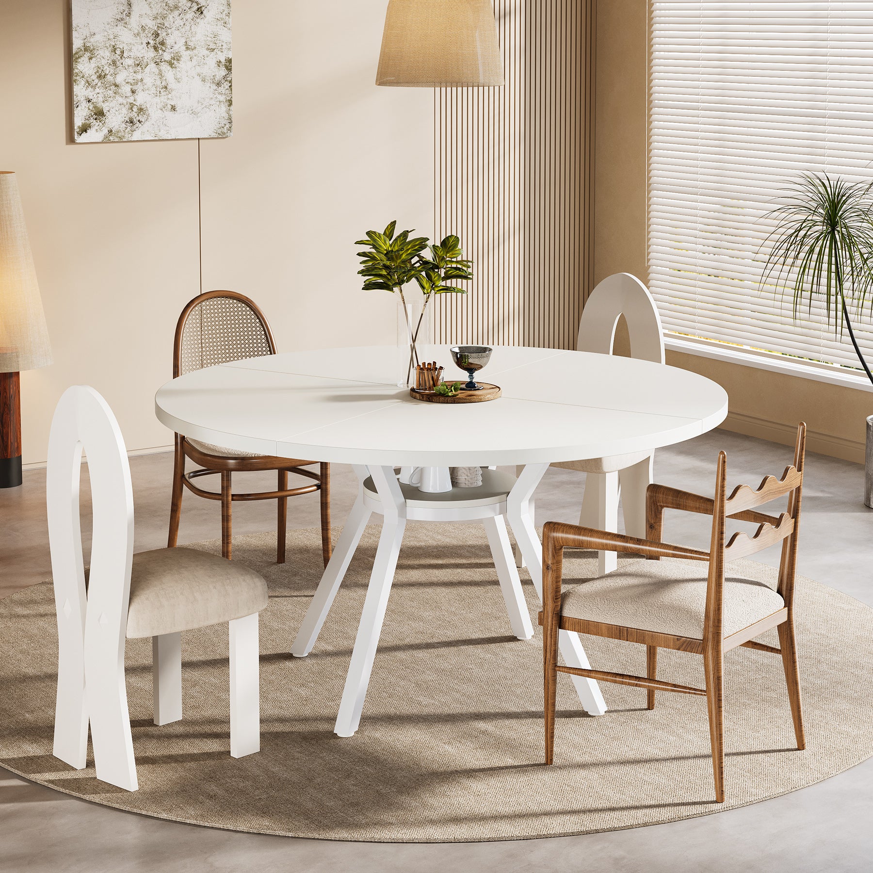 Tribesigns Mesa de comedor redonda, Mesa de comedor de cocina moderna de 120 cm para 4 personas