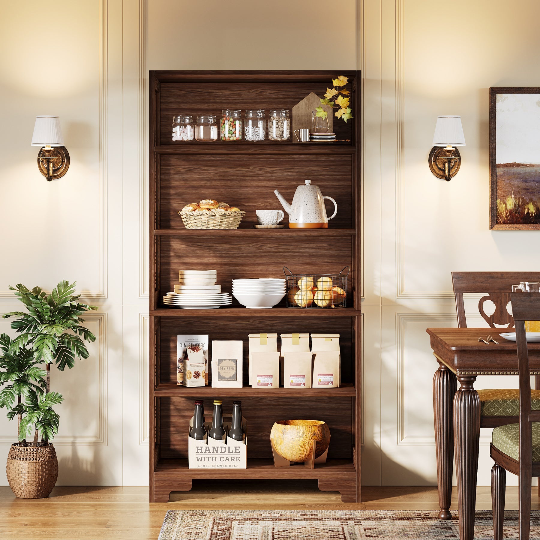 Tribesigns Estantería de 6 niveles, Estantería vintage de 70,8" con estantes de exhibición de pie