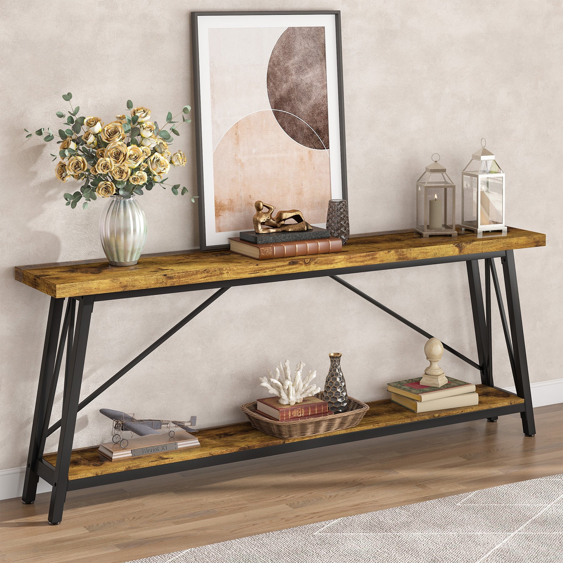 Tribesigns Consola de 180 cm, Mesa de sofá larga consola de pasillo