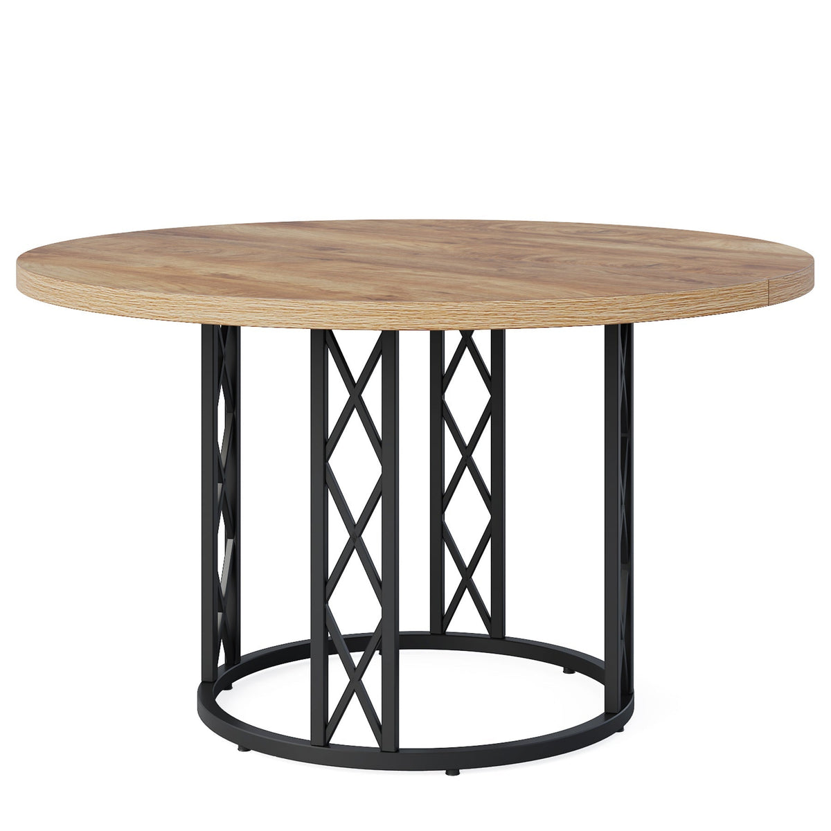 Tribesigns Mesa de comedor redonda de 120 cm para 4-6 personas, Mesa de cocina moderna con estructura metálica