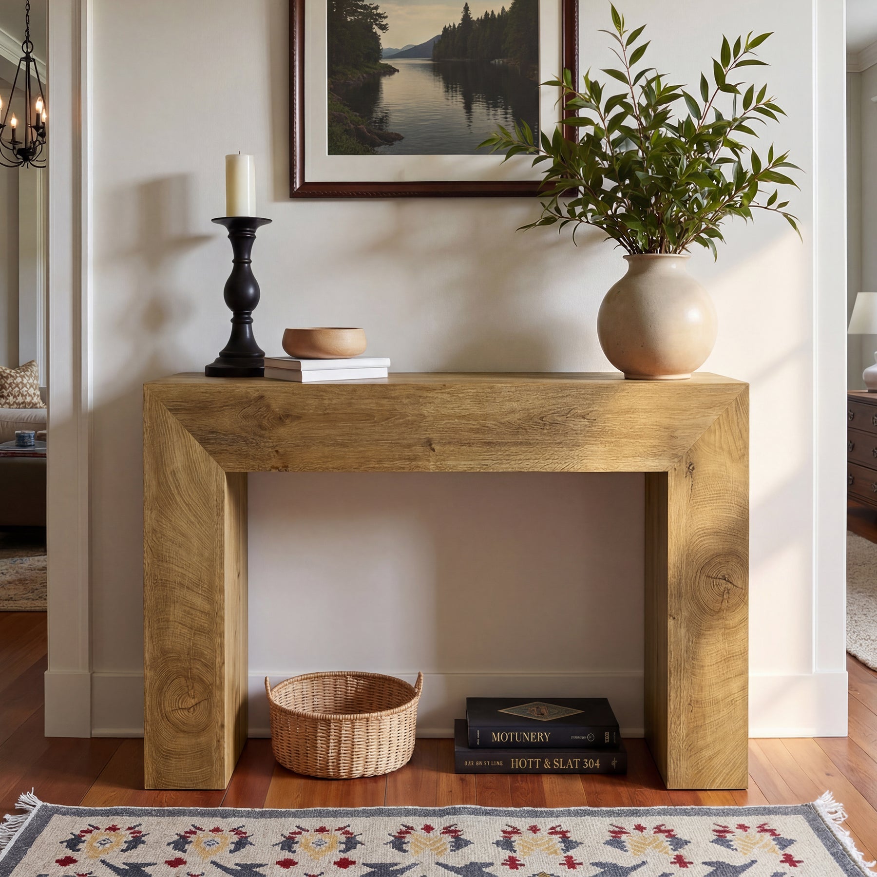 Tribesigns Consola de entrada, Mesa auxiliar estrecha de 110 cm de largo en estilo rústico