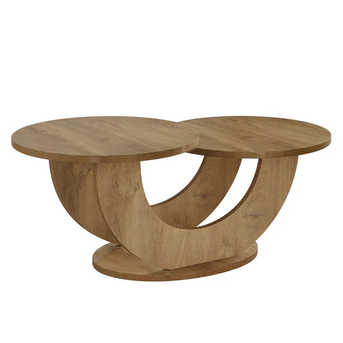 Tribesigns Mesa de centro de 115 cm, Mesa de cóctel decorativa de 2 niveles con estructura en forma de U