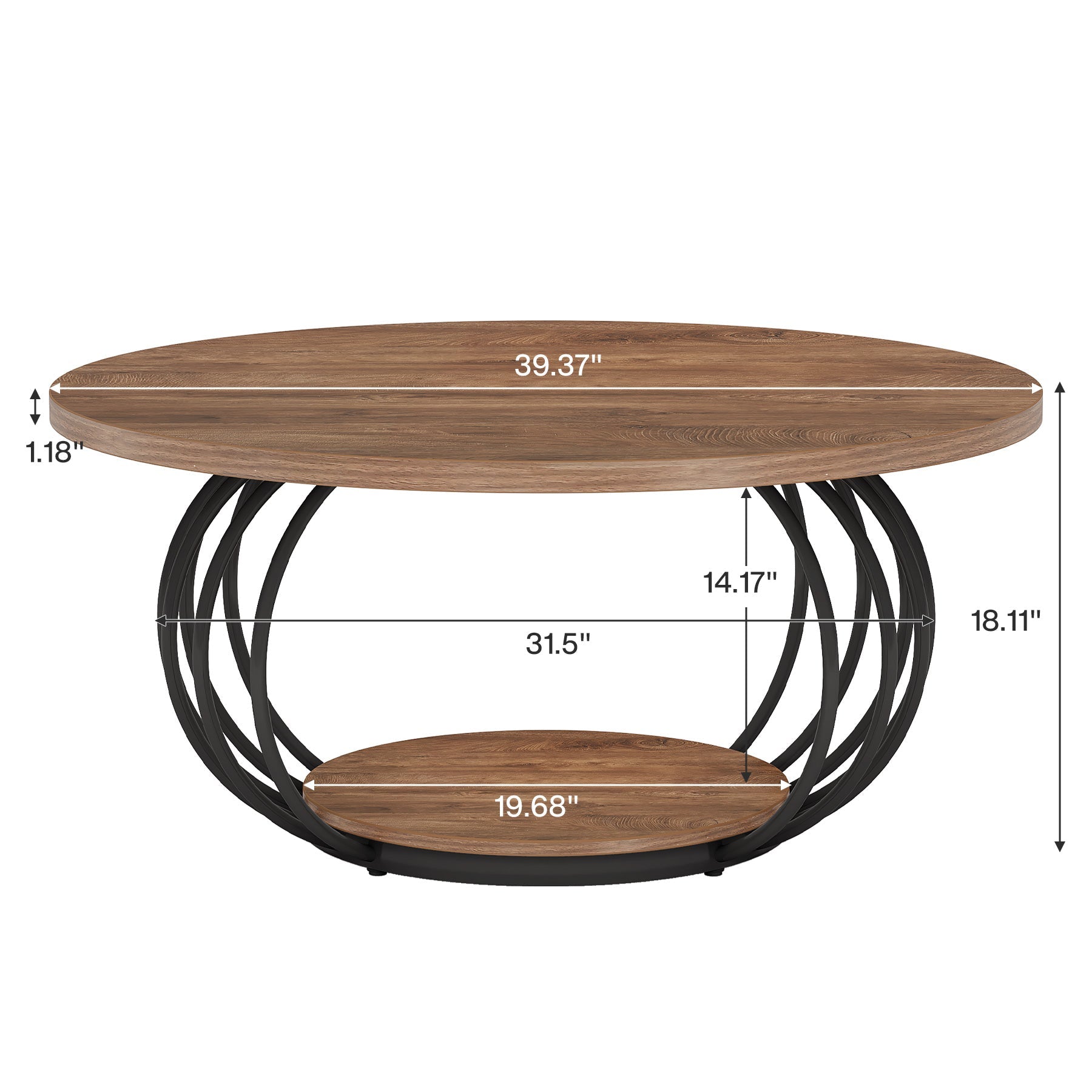 Mesa de centro Tribesigns de 100 cm y mesa de cóctel central de dos niveles
