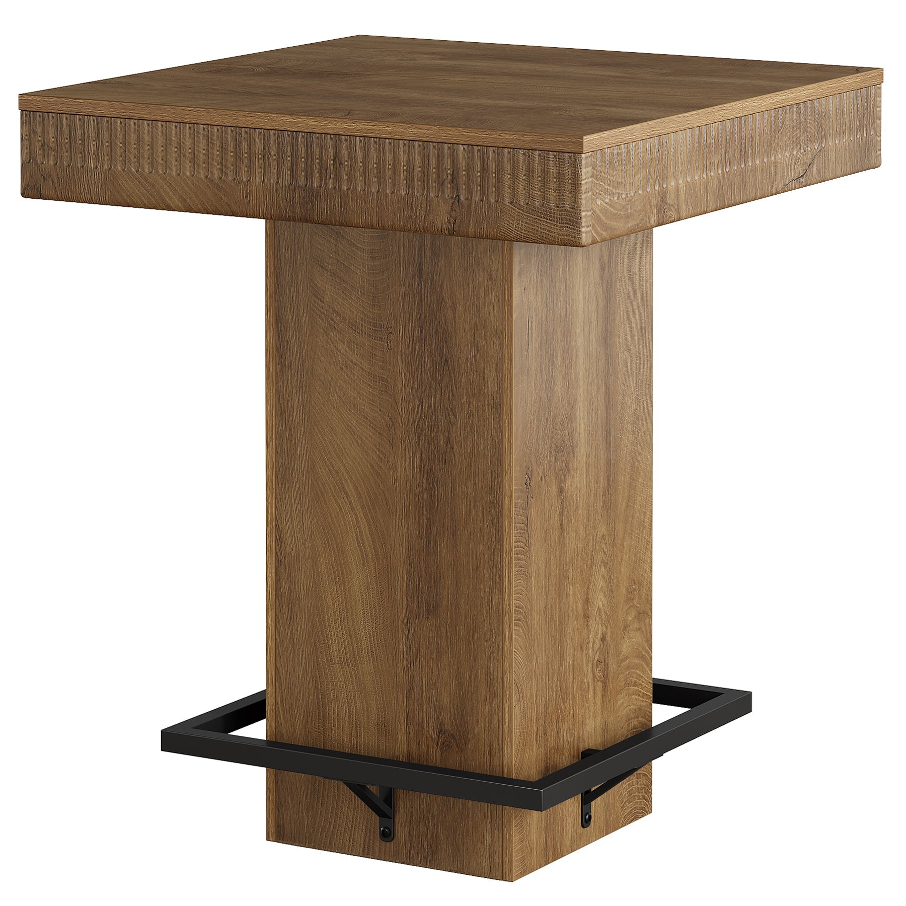 Tribesigns Mesa de bar cuadrada de 80 cm con tablero de madera y patas de metal, Mesa alta de bistro industrial