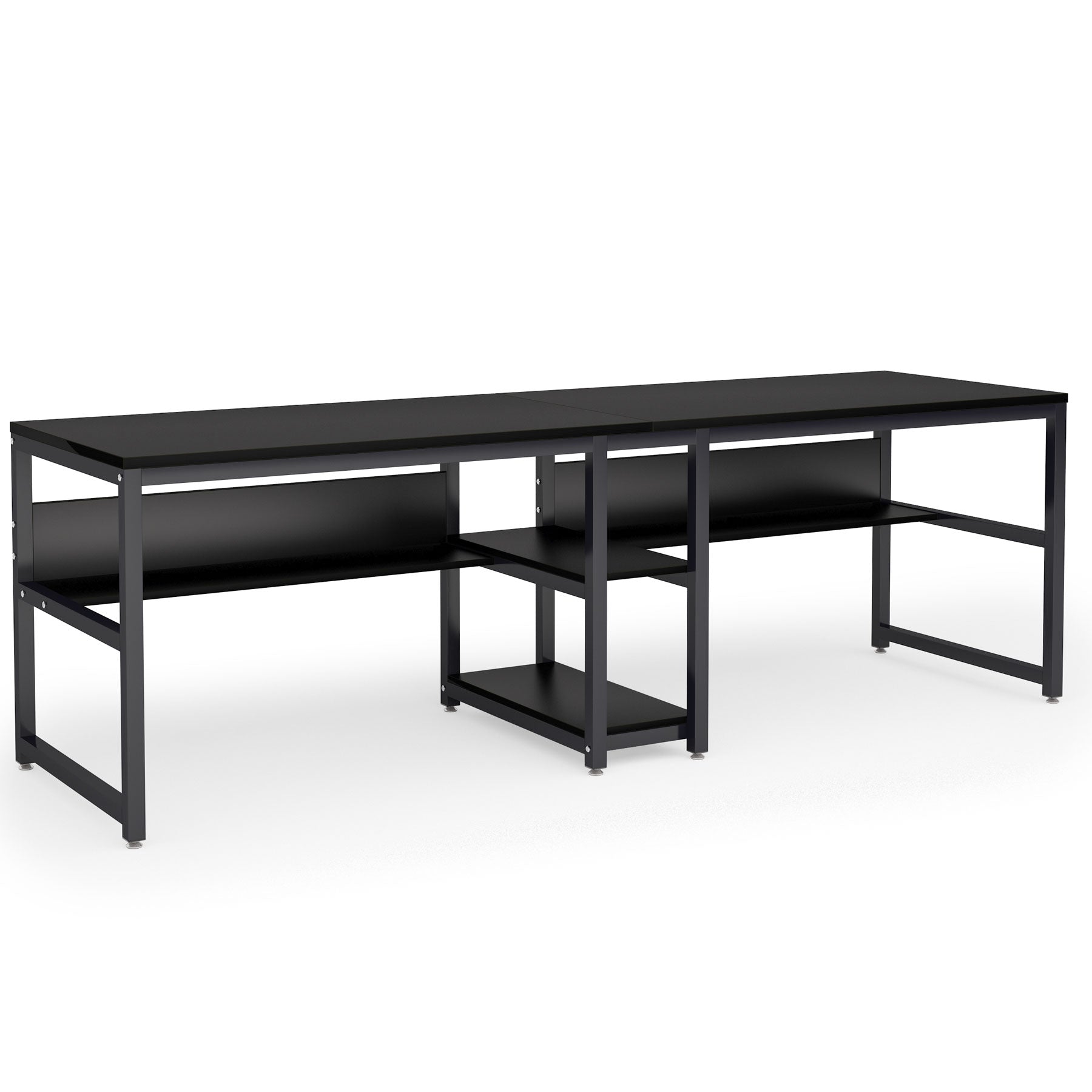 Tribesigns Escritorio de 200 cm para dos personas, Escritorio doble para computadora con estantes