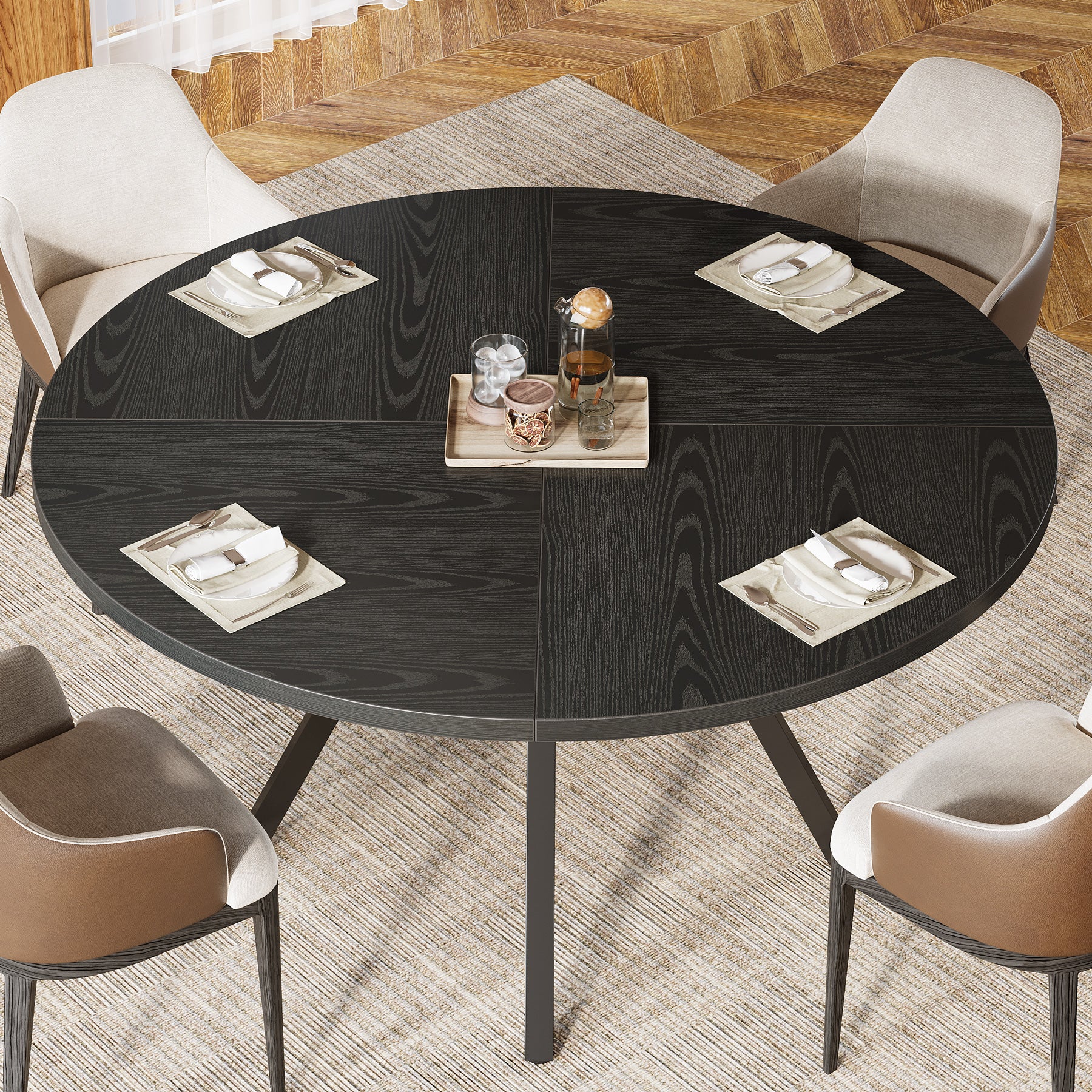 Tribesigns Mesa de comedor redonda, Mesa de comedor de cocina moderna de 120 cm para 4 personas