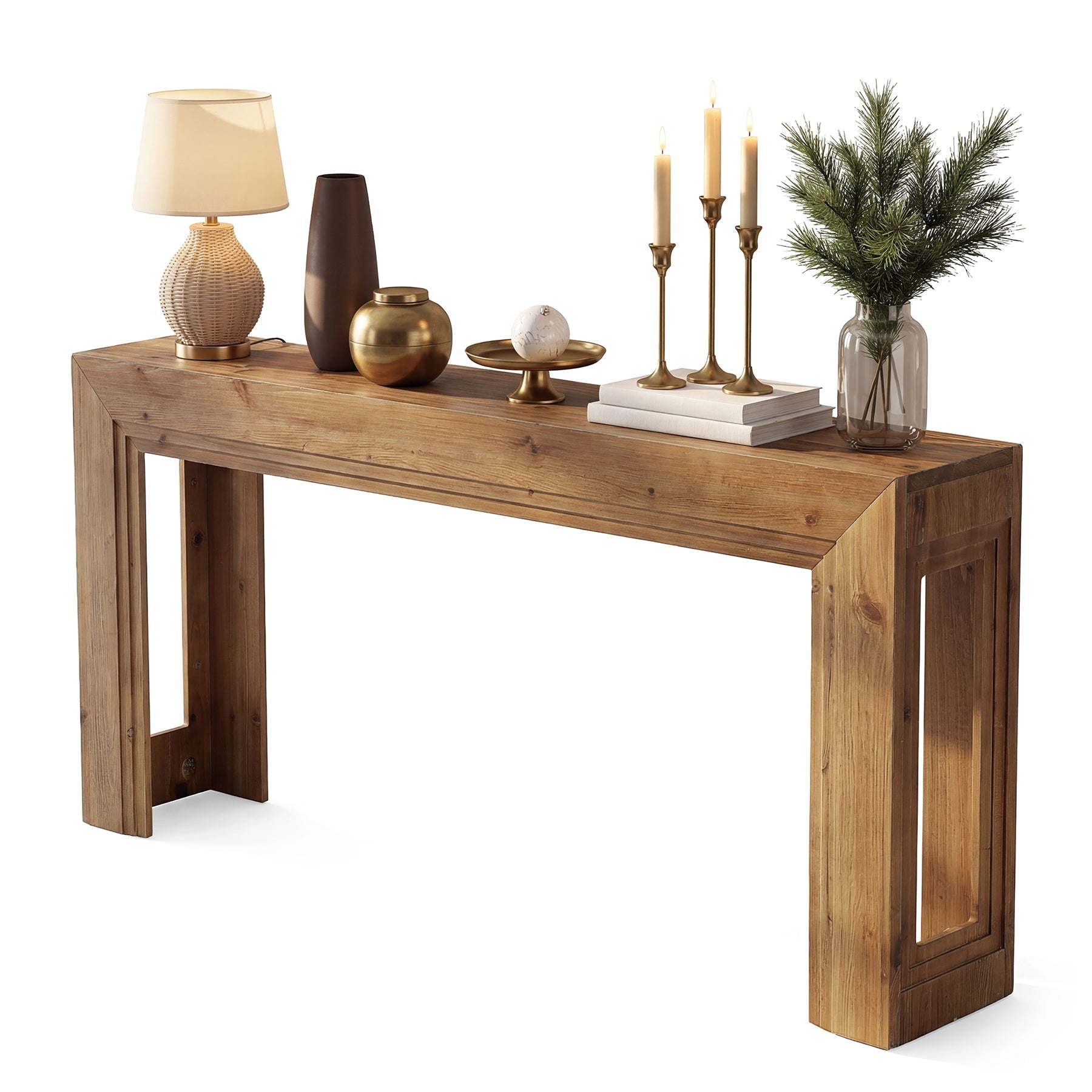 Tribesigns Consola estrecha de 160 cm, Mesa auxiliar de dos niveles con espacio de almacenamiento