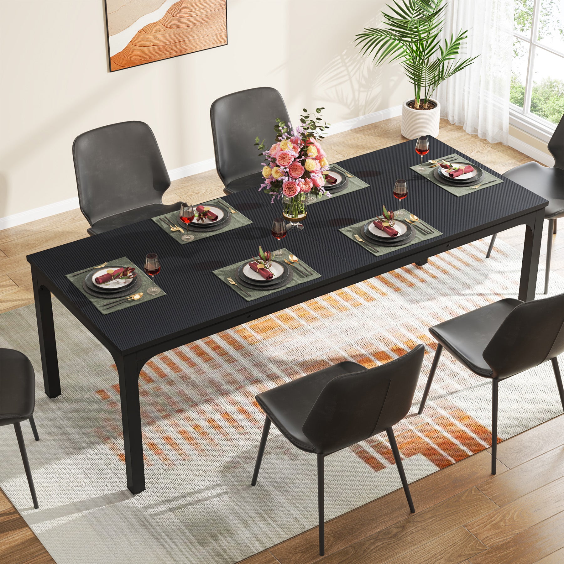 Tribesigns Mesa de comedor vintage, Muebles de comedor para 6 a 8 personas