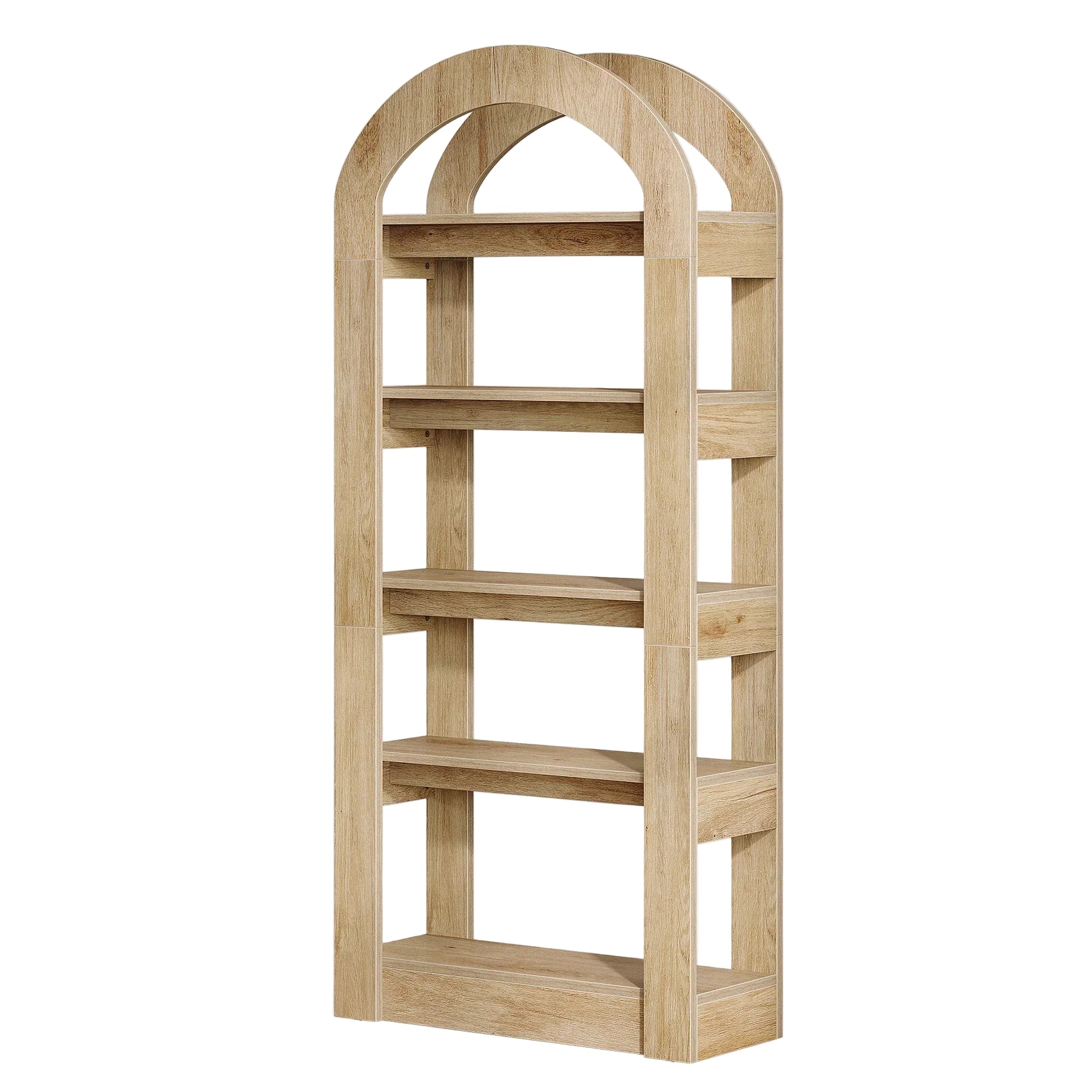 Tribesigns Librería de 5 niveles de 180 cm, librería de madera con forma de arco