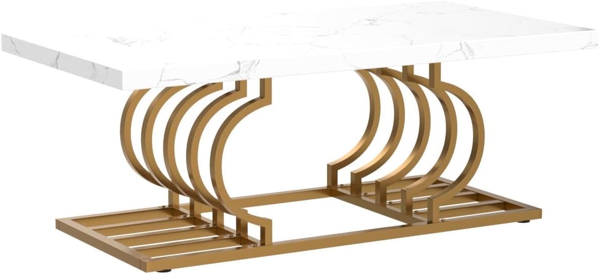 Tribesigns Mesa de centro moderna, Mesa de cóctel con marco geométrico