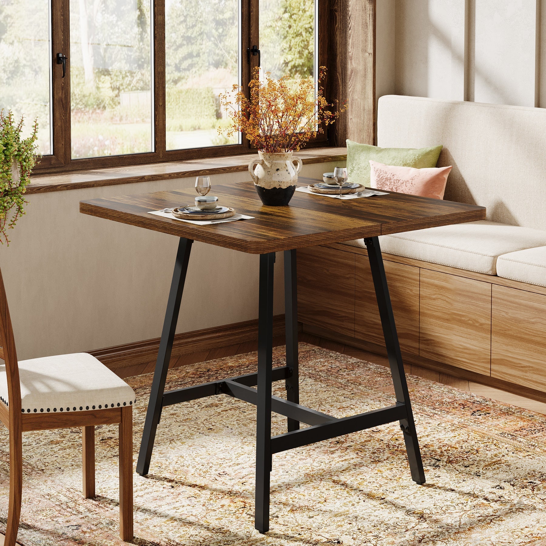 Tribesigns Mesa de comedor cuadrada de 79 cm para 2-4 personas, Mesa de cocina para espacios pequeños