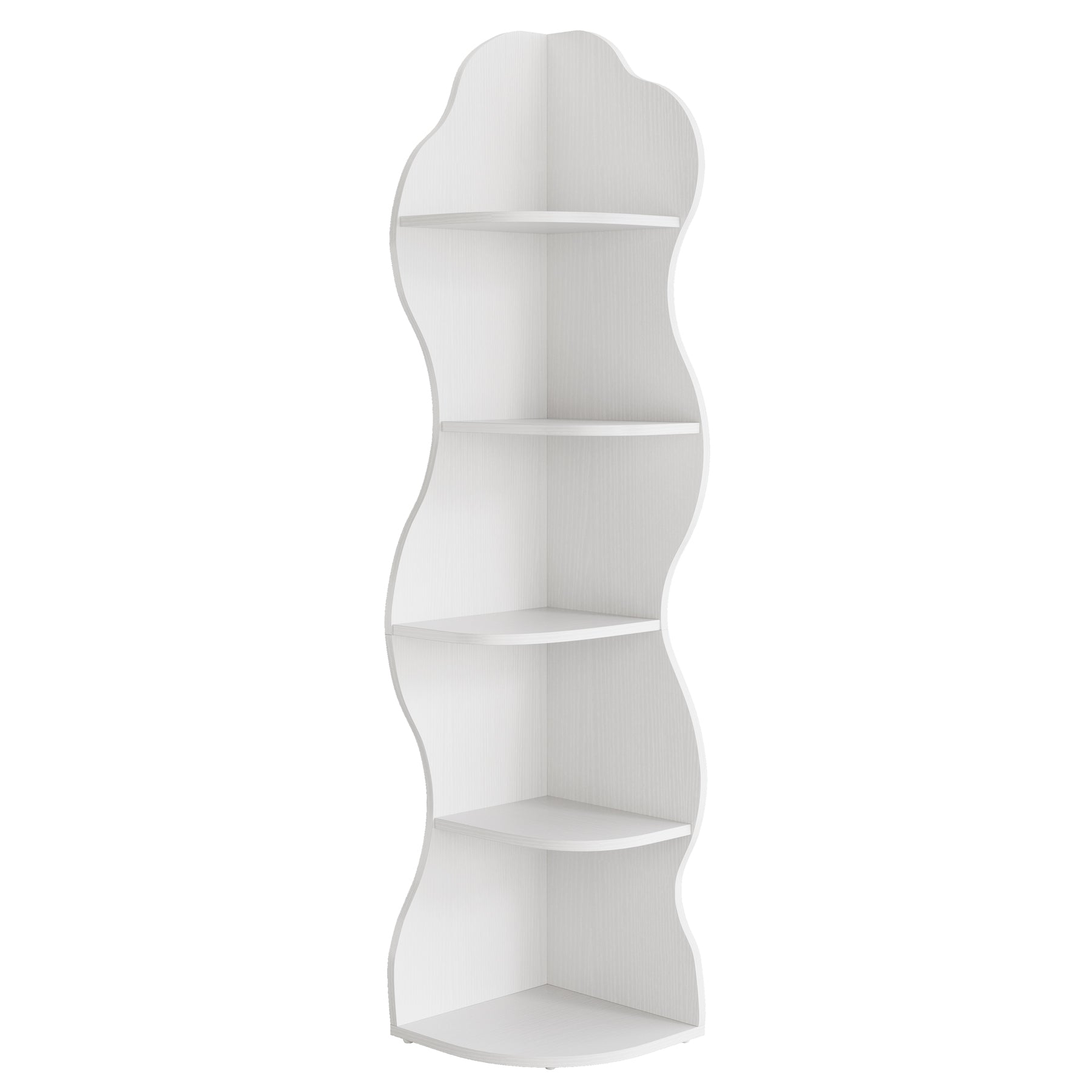 Tribesigns Estantería esquinera con 5 baldas, Librería esquinera moderna diseño curvo