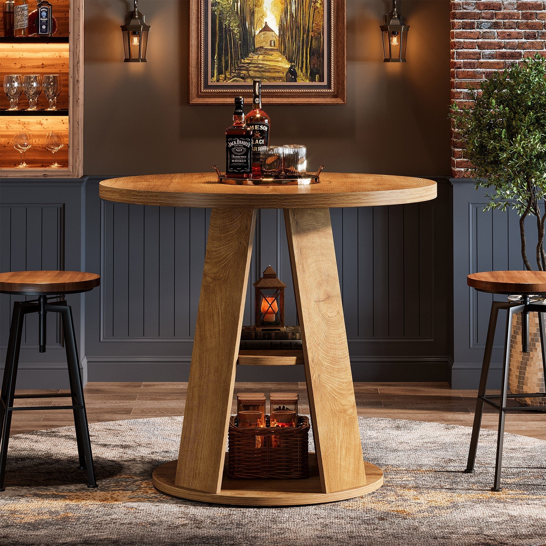 Tribesigns Mesa de comedor redonda de 80 cm para 2-4 personas, Mesa de cocina pequeña