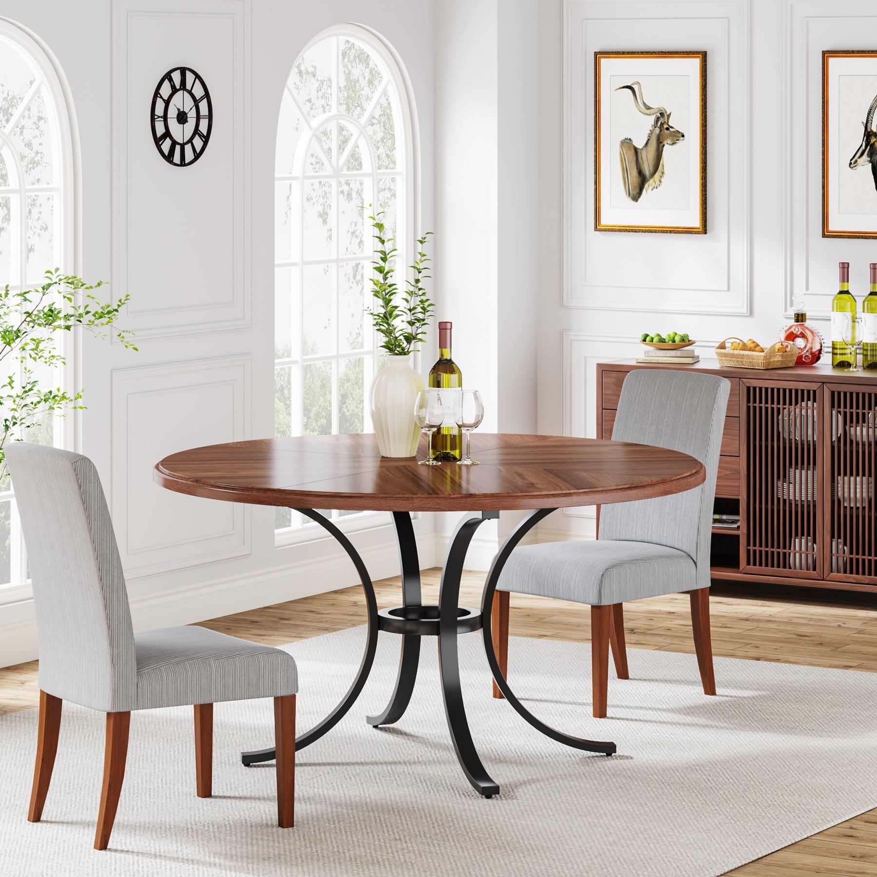 Tribesigns Mesa de Comedor, Mesa de Cocina Redonda Moderna de 120 cm para 4-6 Personas