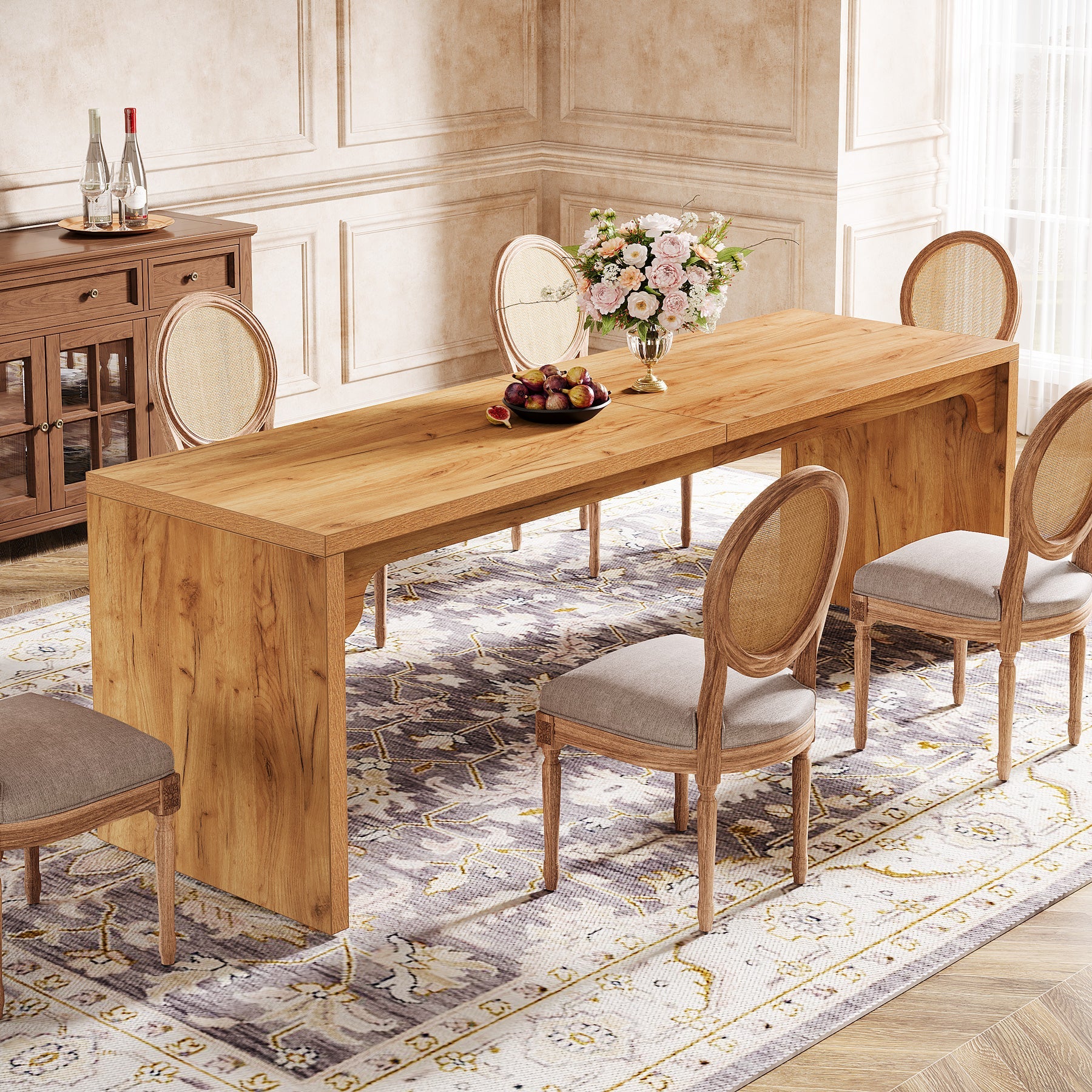 Tribesigns Mesa de comedor de 180 cm, Mesa de comedor de cocina moderna con base resistente
