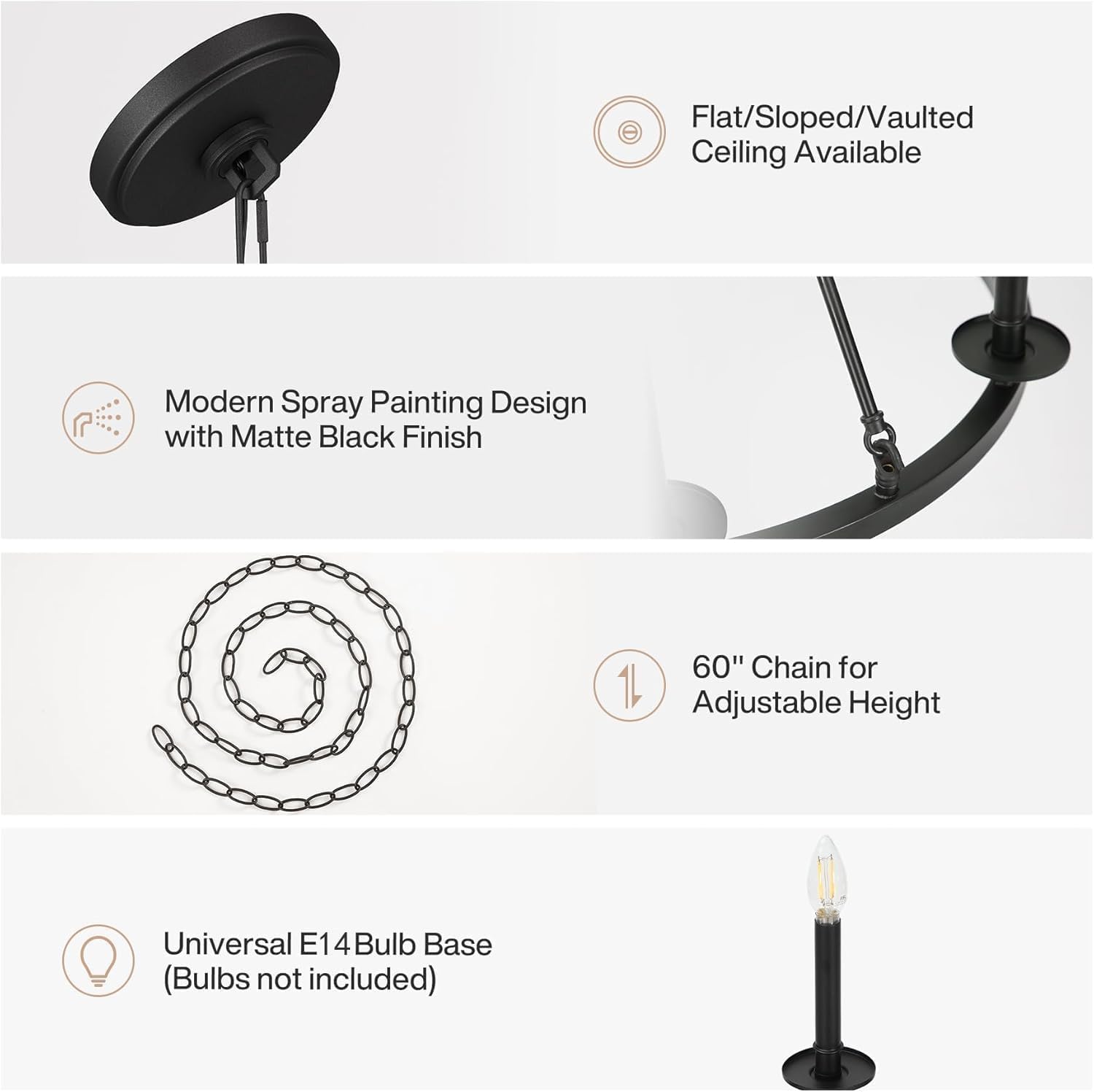 Tribesigns Lámpara de techo de 6 luces con diseño de rueda de carreta, color negro, Estilo industrial vintage, casquillo E14, ideal para sala de estar y comedor
