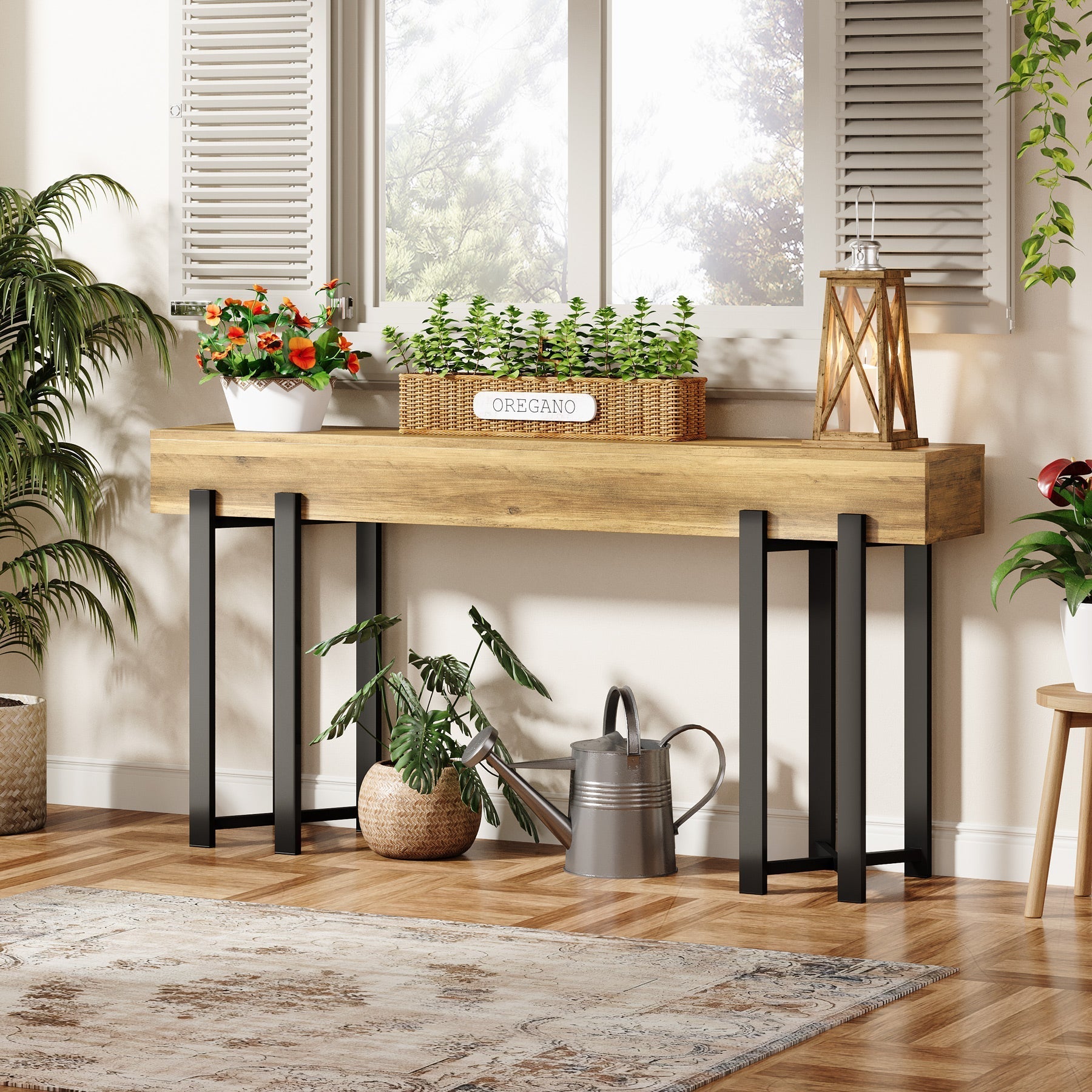 Tribesigns Mesa consola de 160 cm, Mesa de banco de madera para recibidor y entrada