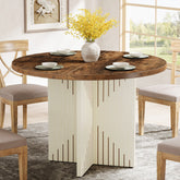Tribesigns Mesa de comedor de 100 cm, Estilo rústico para 4 personas 3