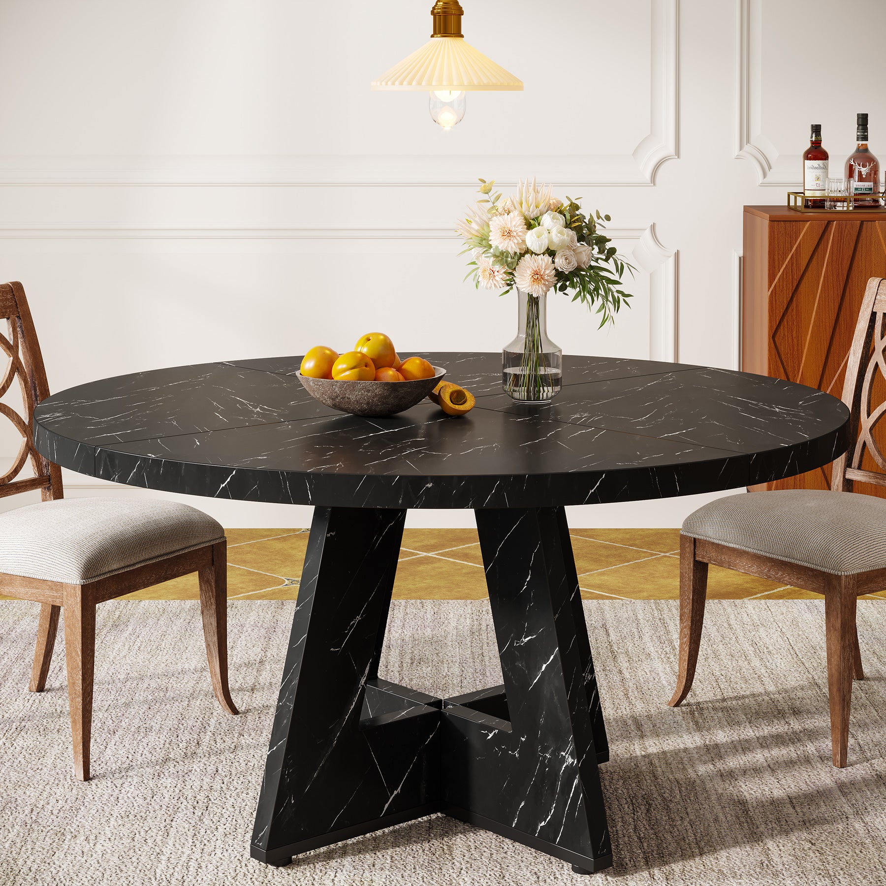 Tribesigns Mesa de comedor, Mesa de cocina redonda de 120 cm para 4 personas