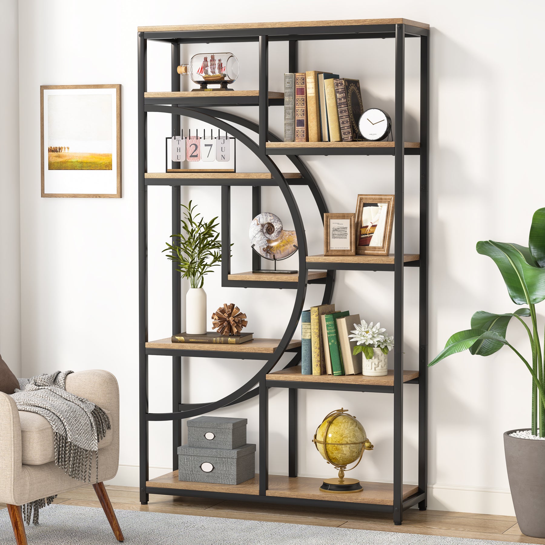 Tribesigns Librería Industrial Etagere de 5 Niveles, estantes Altos Independientes
