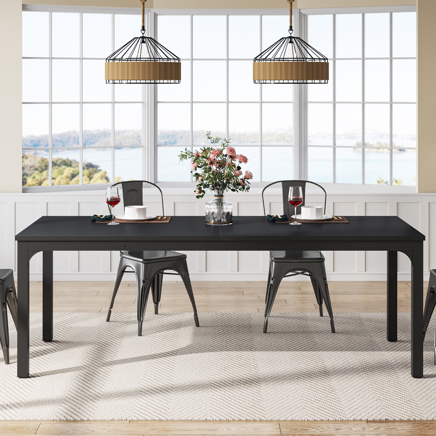 Tribesigns Mesa de comedor vintage, Muebles de comedor para 6 a 8 personas