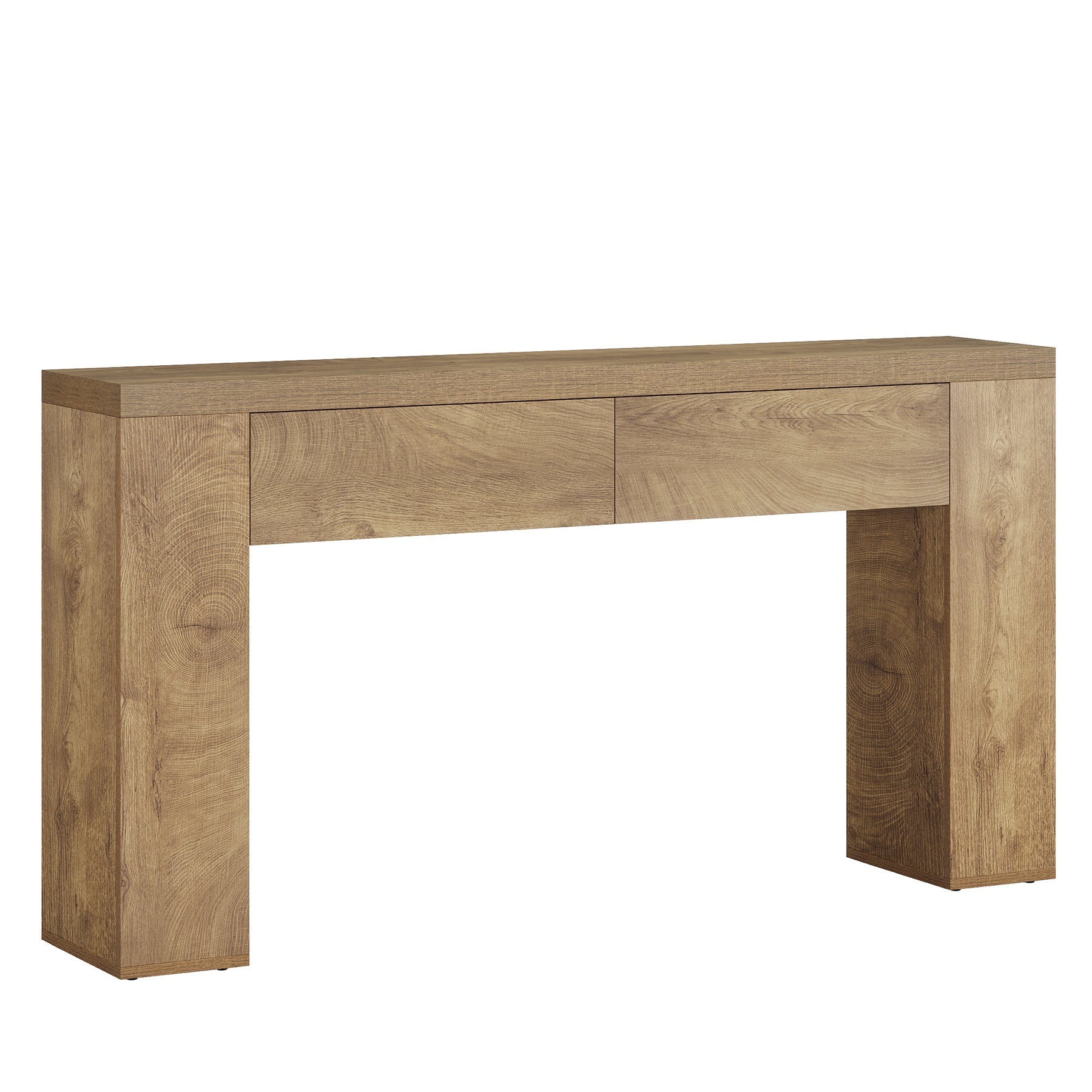 Tribesigns Mesa consola de 160 cm, Mesa de centro estrecha para recibidor con 2 cajones