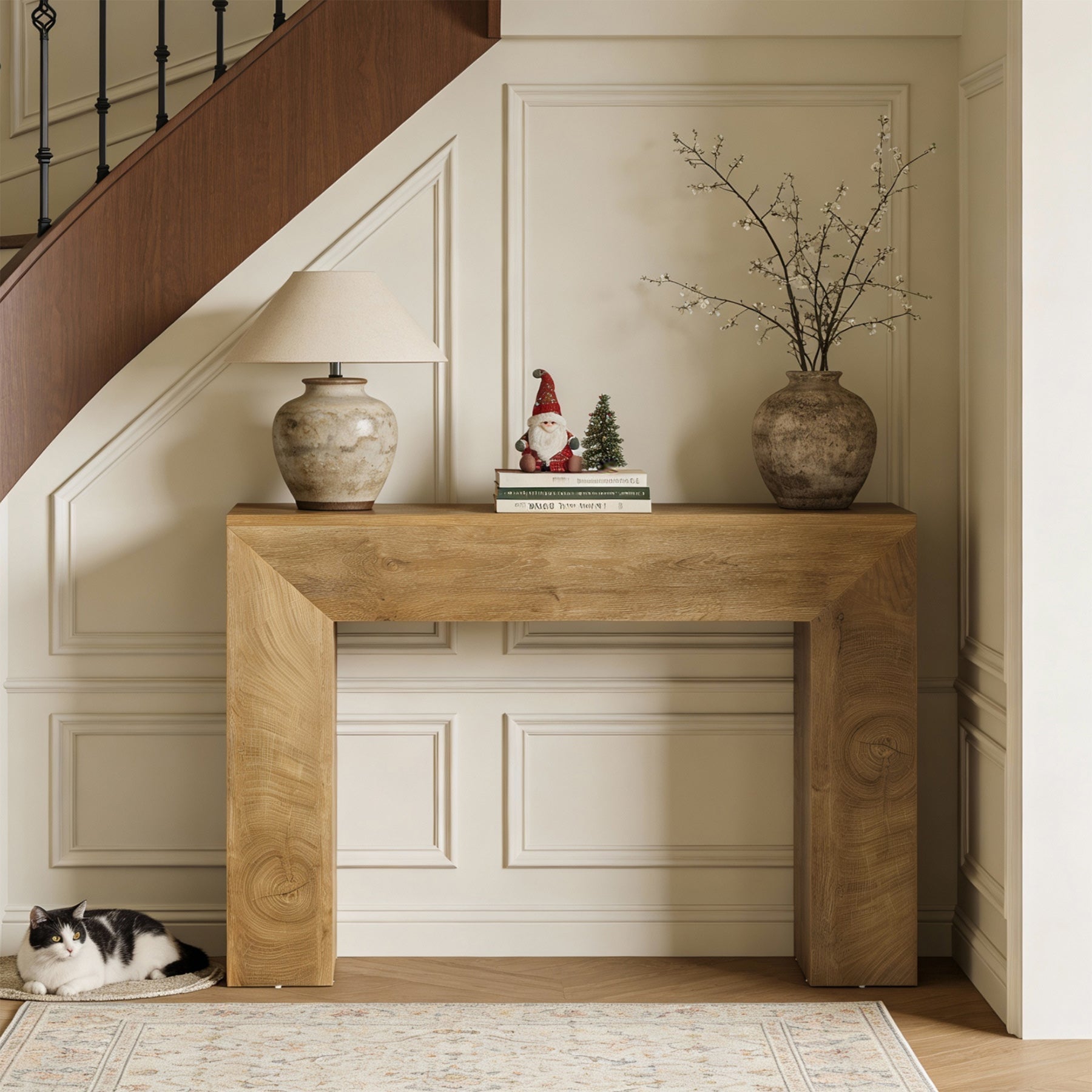 Tribesigns Consola de entrada, Mesa auxiliar estrecha de 110 cm de largo en estilo rústico