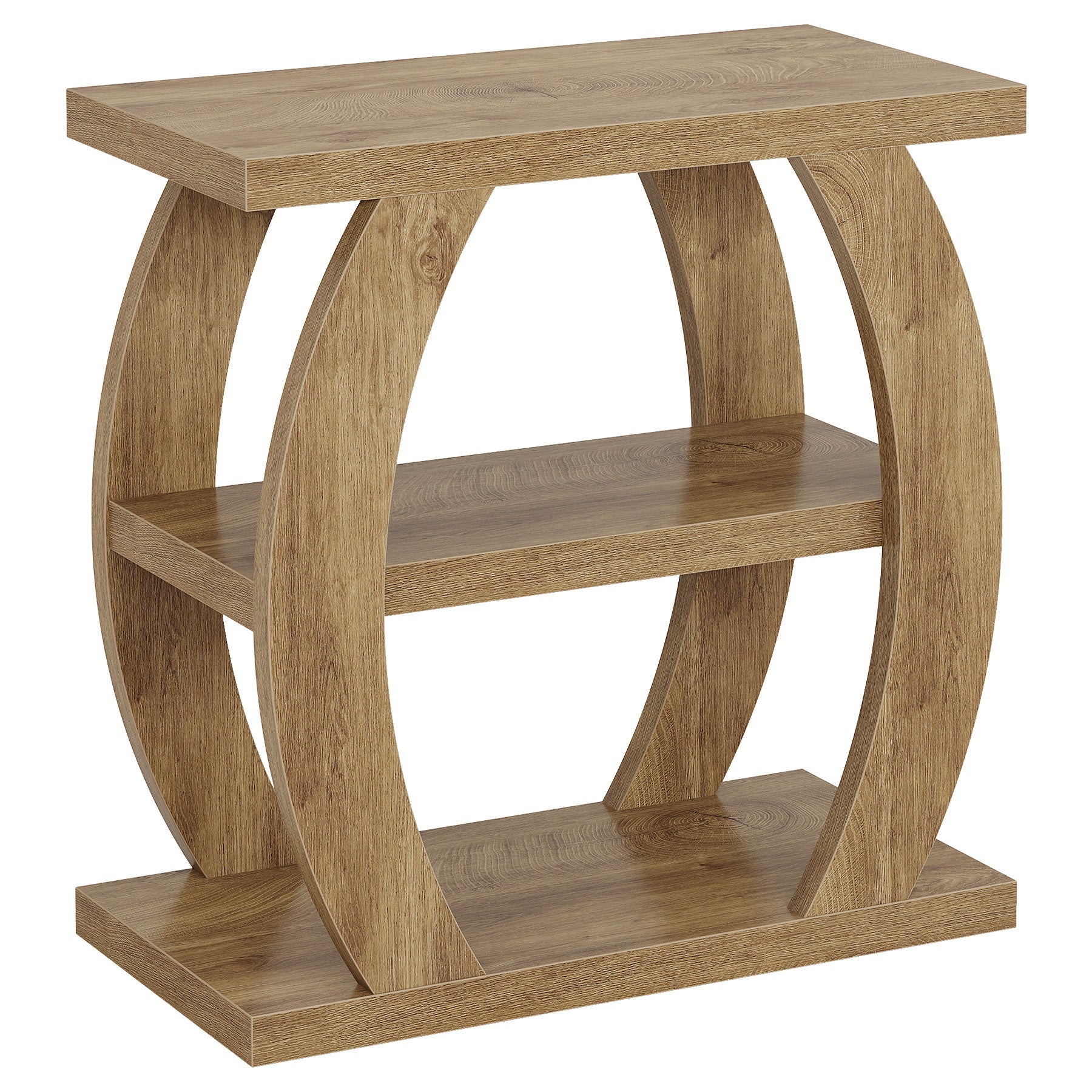 Tribesigns Mesa auxiliar estrecha de madera de 3 niveles, Mesita de noche que ahorra espacio